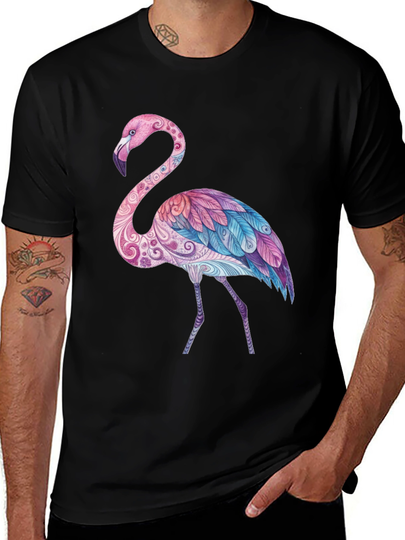 Flamingo Graphic Black T-Shirt