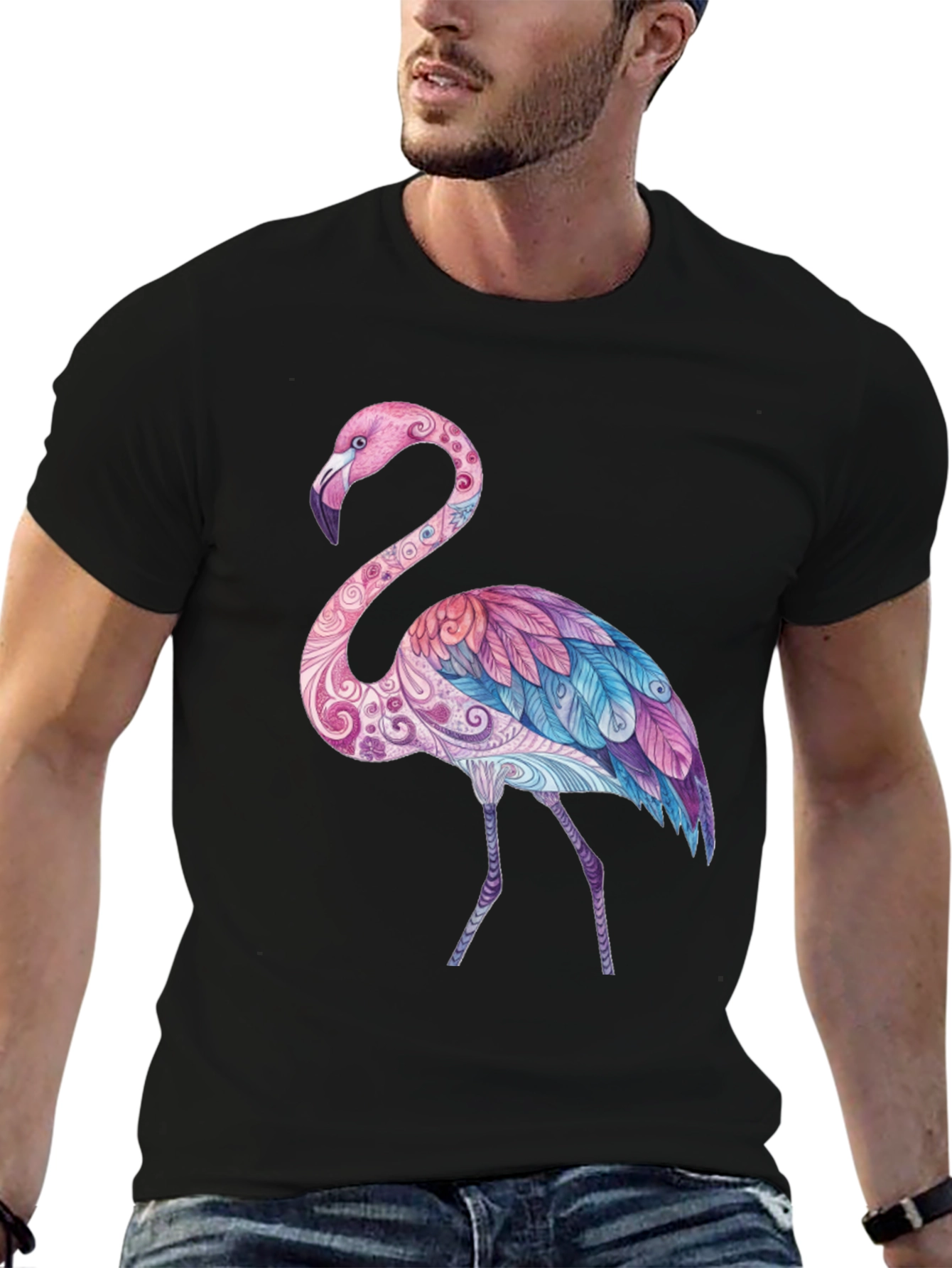 Flamingo Graphic Black T-Shirt