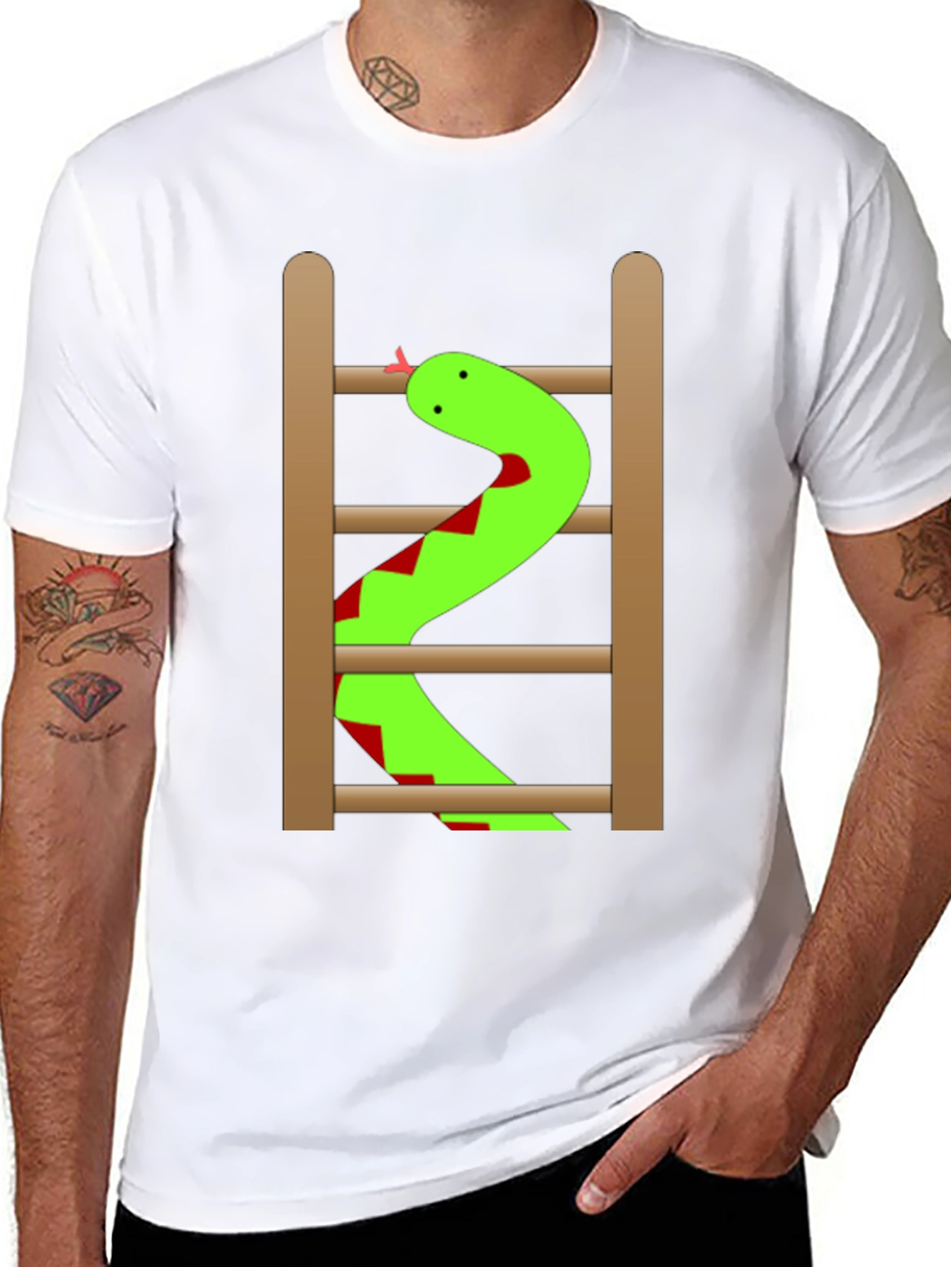 Snake Ladder Funny Graphic Tee - Black