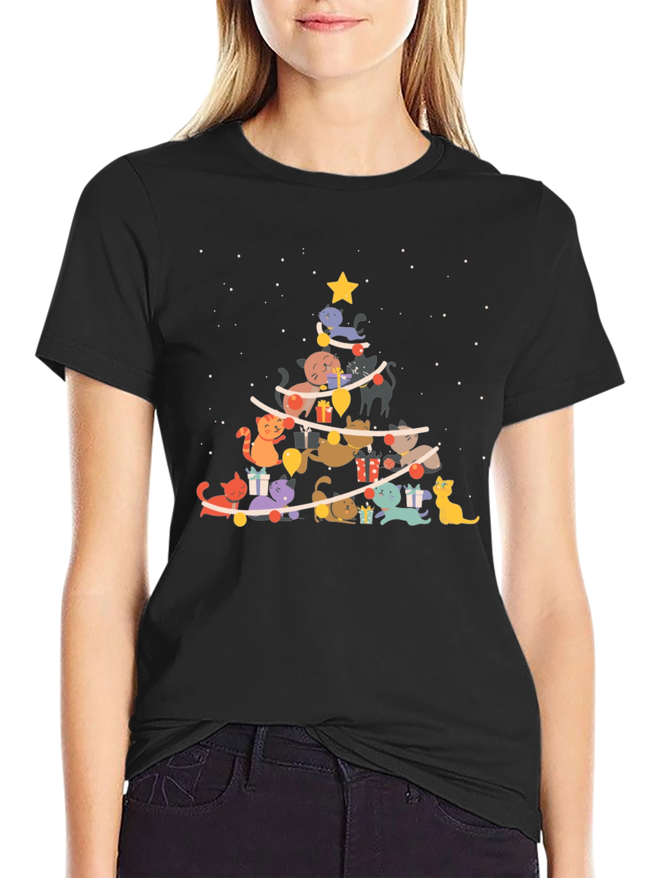 Festive Cat Christmas Tree T-Shirt