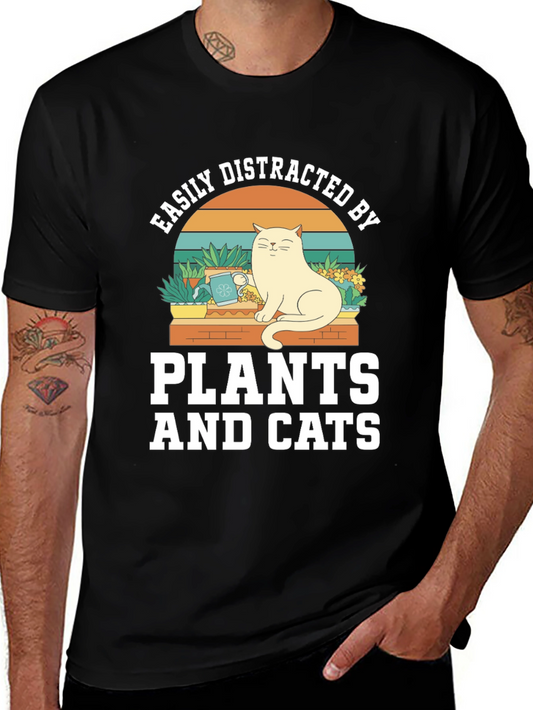 Easily Distracted by Plants and Cats T-Shirt
