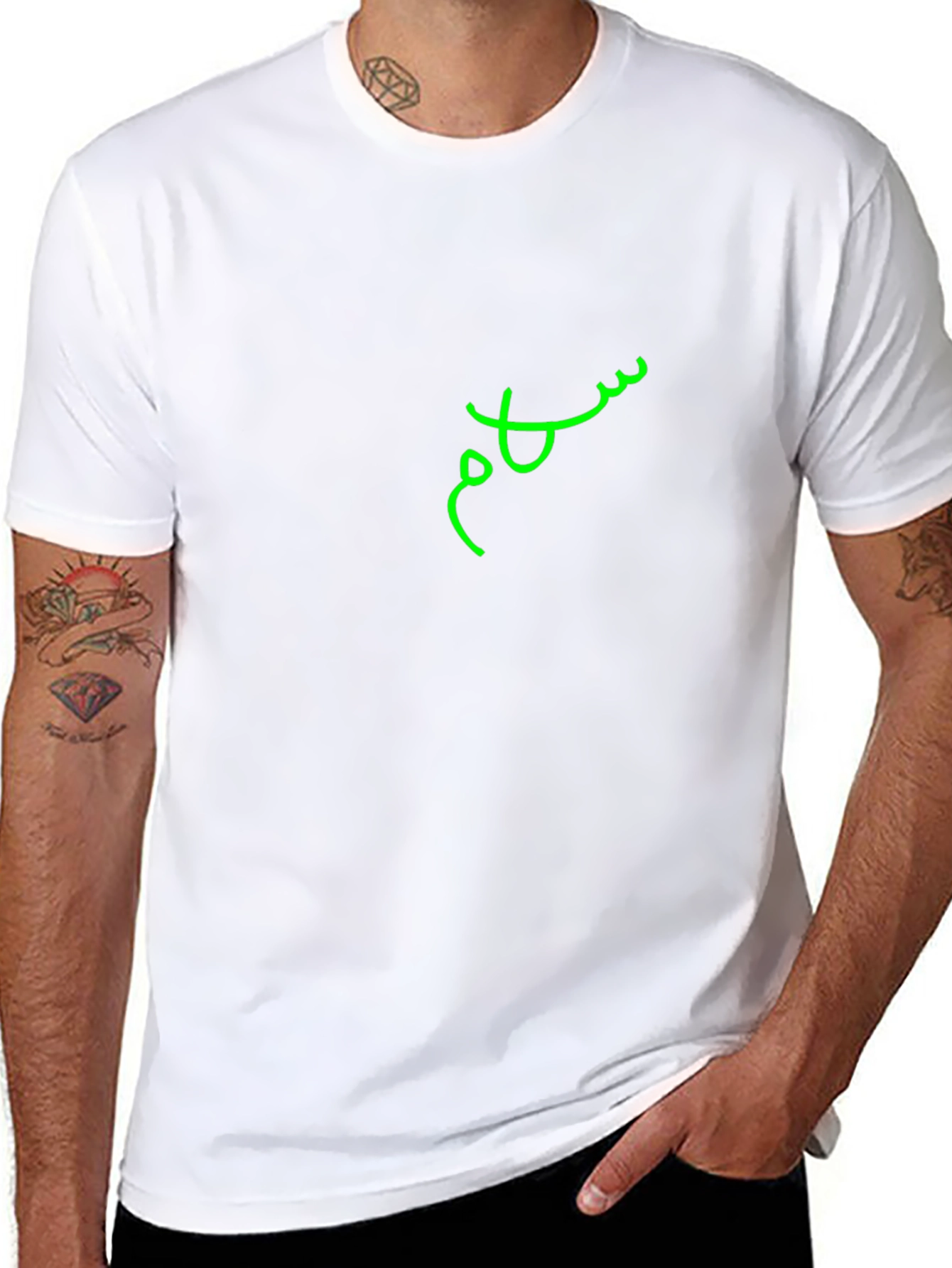 Black T-Shirt with Green Salam Design