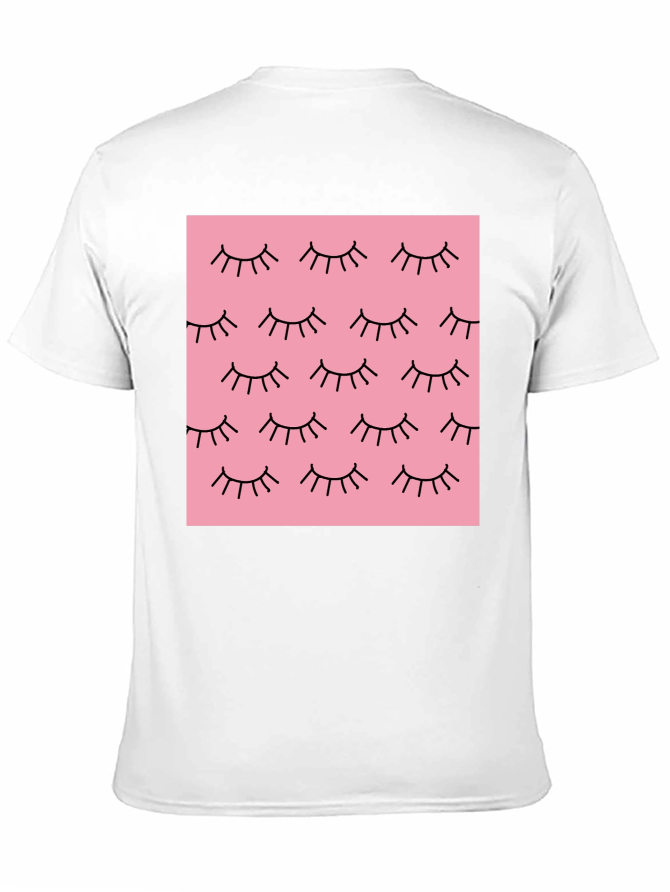 Pink Eyelash Pattern Black T-Shirt