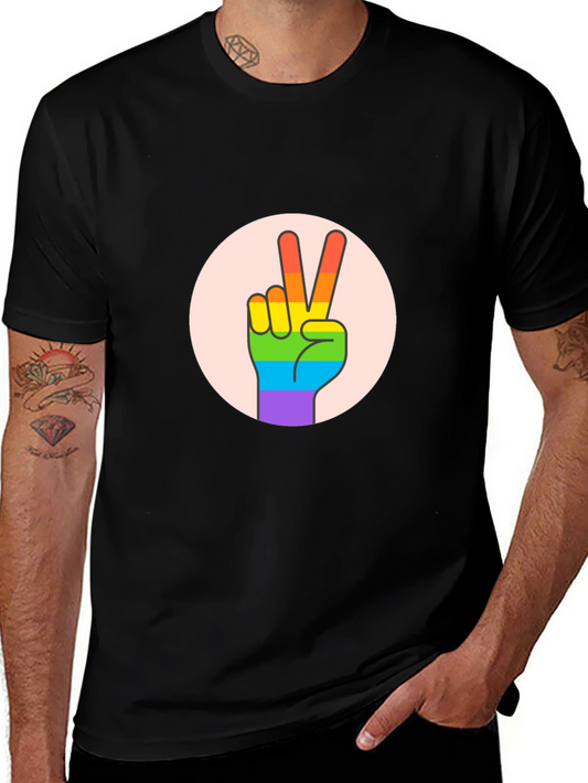 Peace Sign Pride T-Shirt - Black Cotton Blend