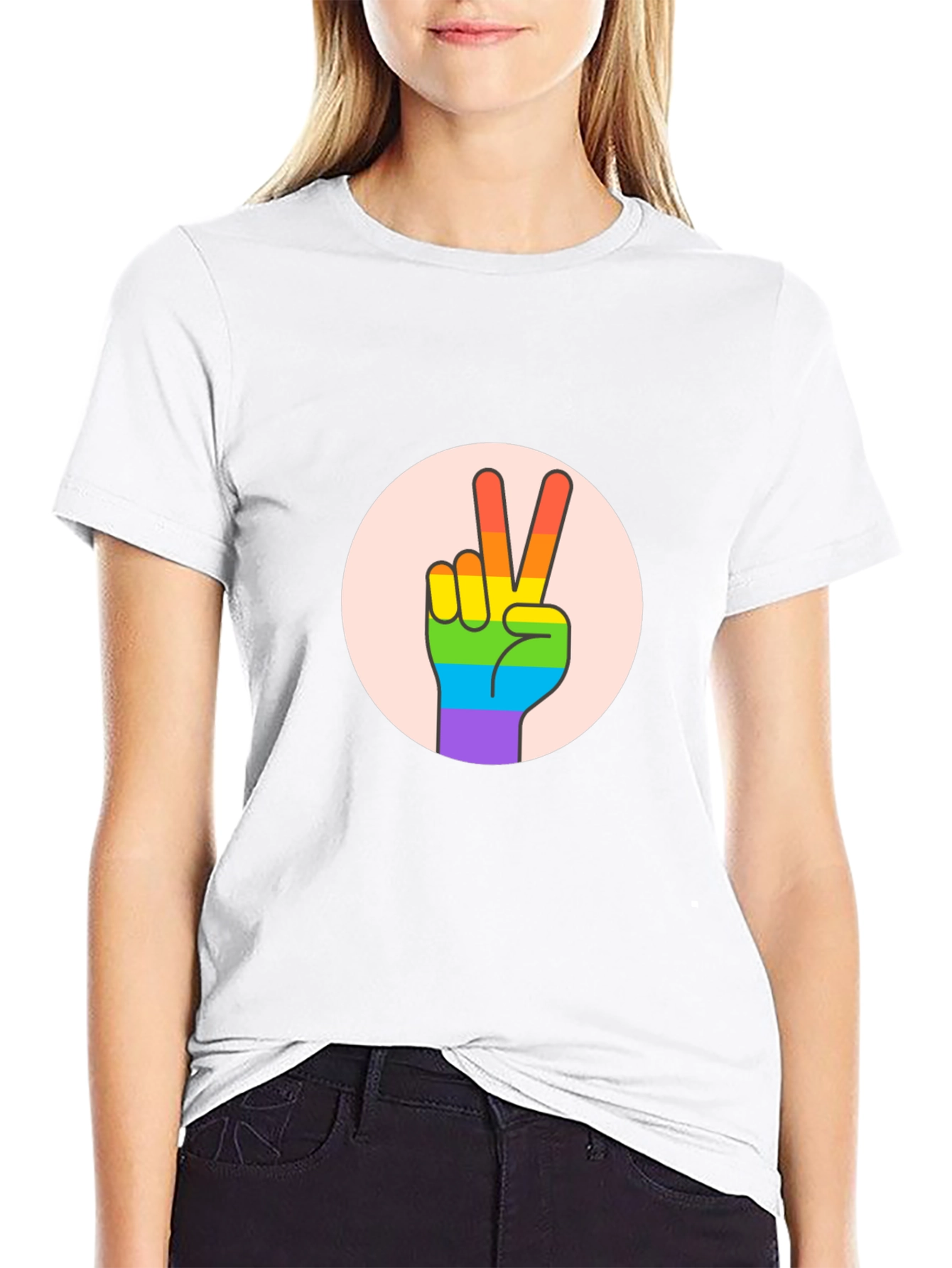 Peace Sign Pride T-Shirt - Black Cotton Blend