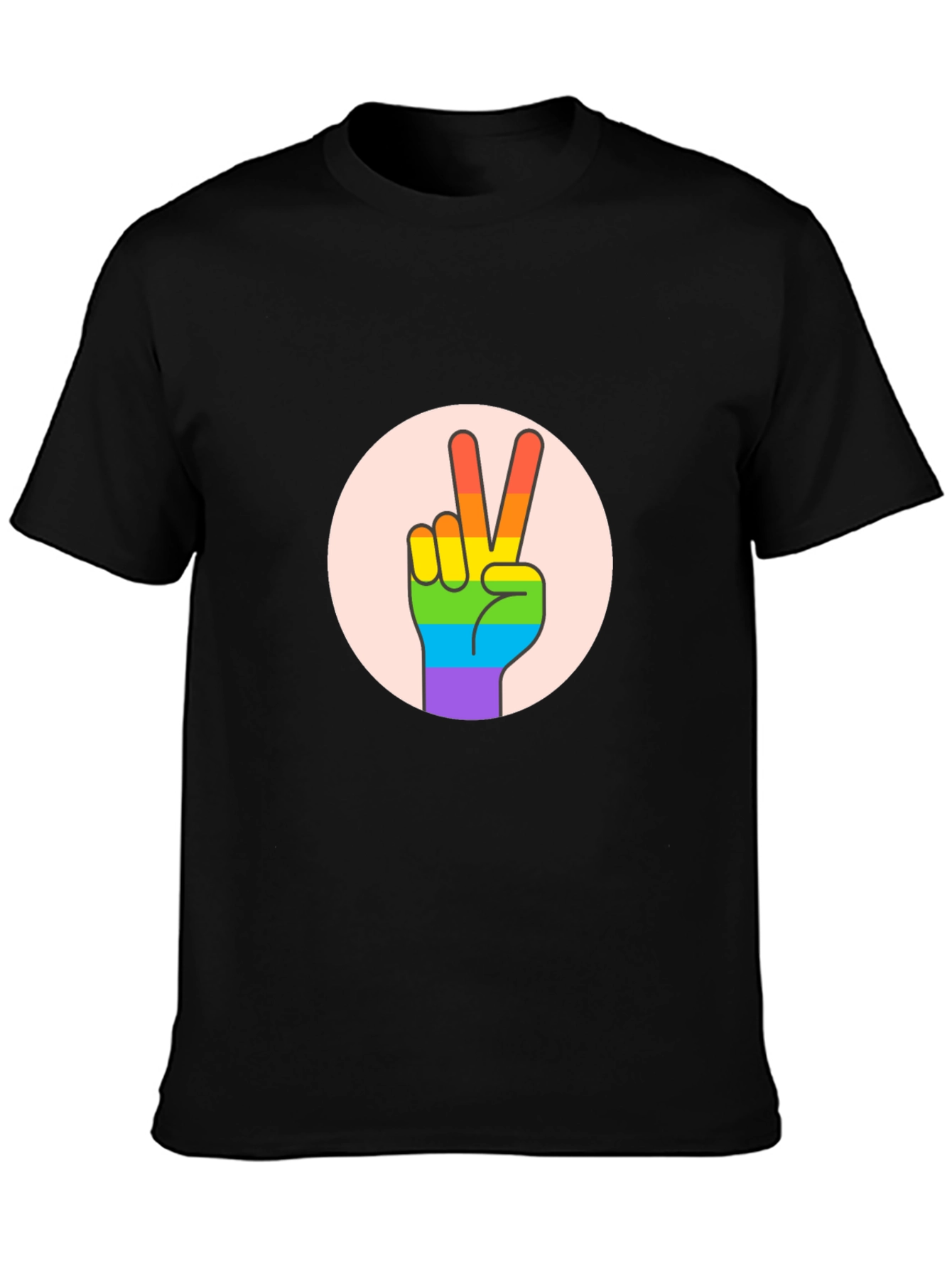 Peace Sign Pride T-Shirt - Black Cotton Blend
