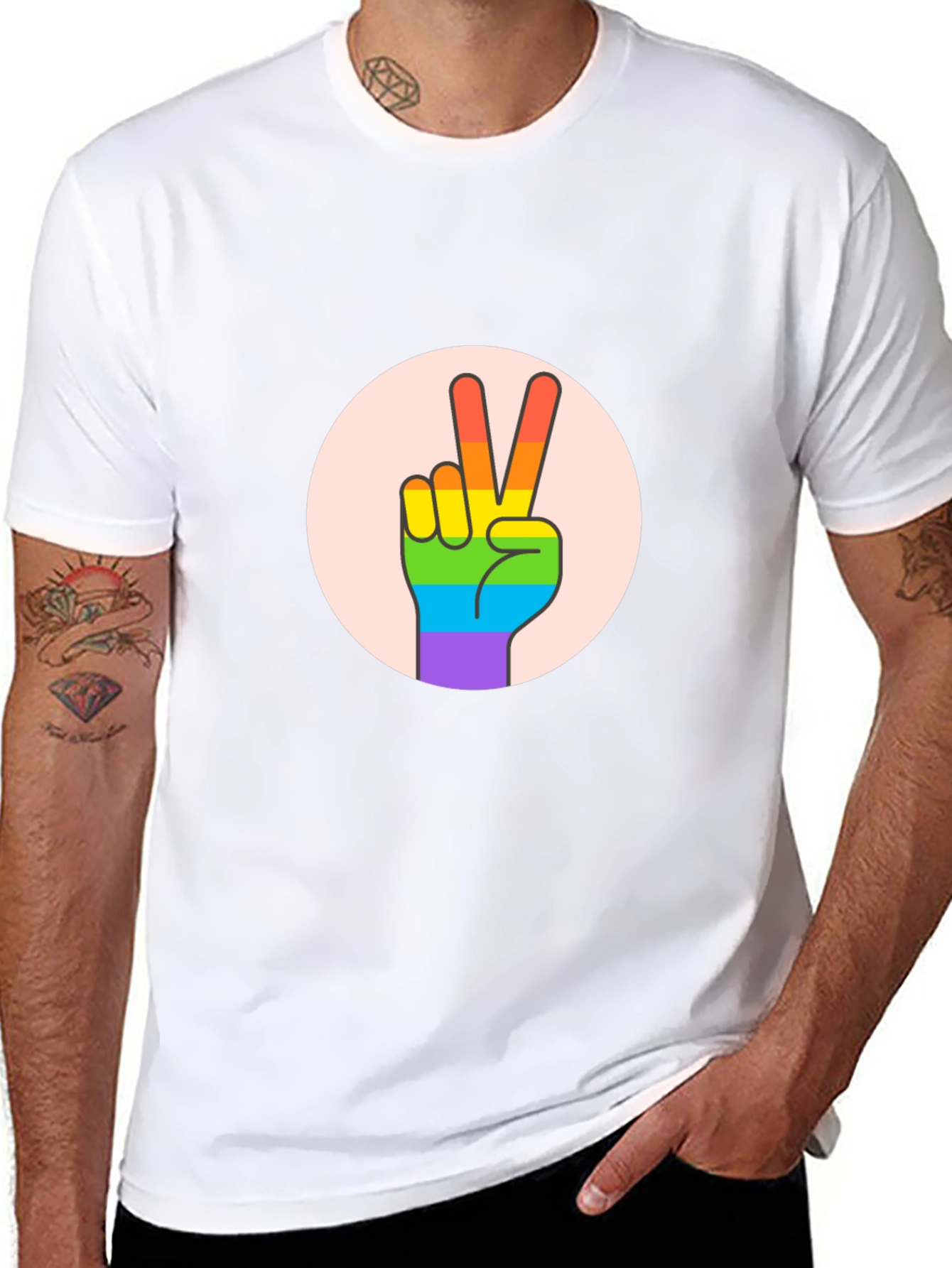 Peace Sign Pride T-Shirt - Black Cotton Blend