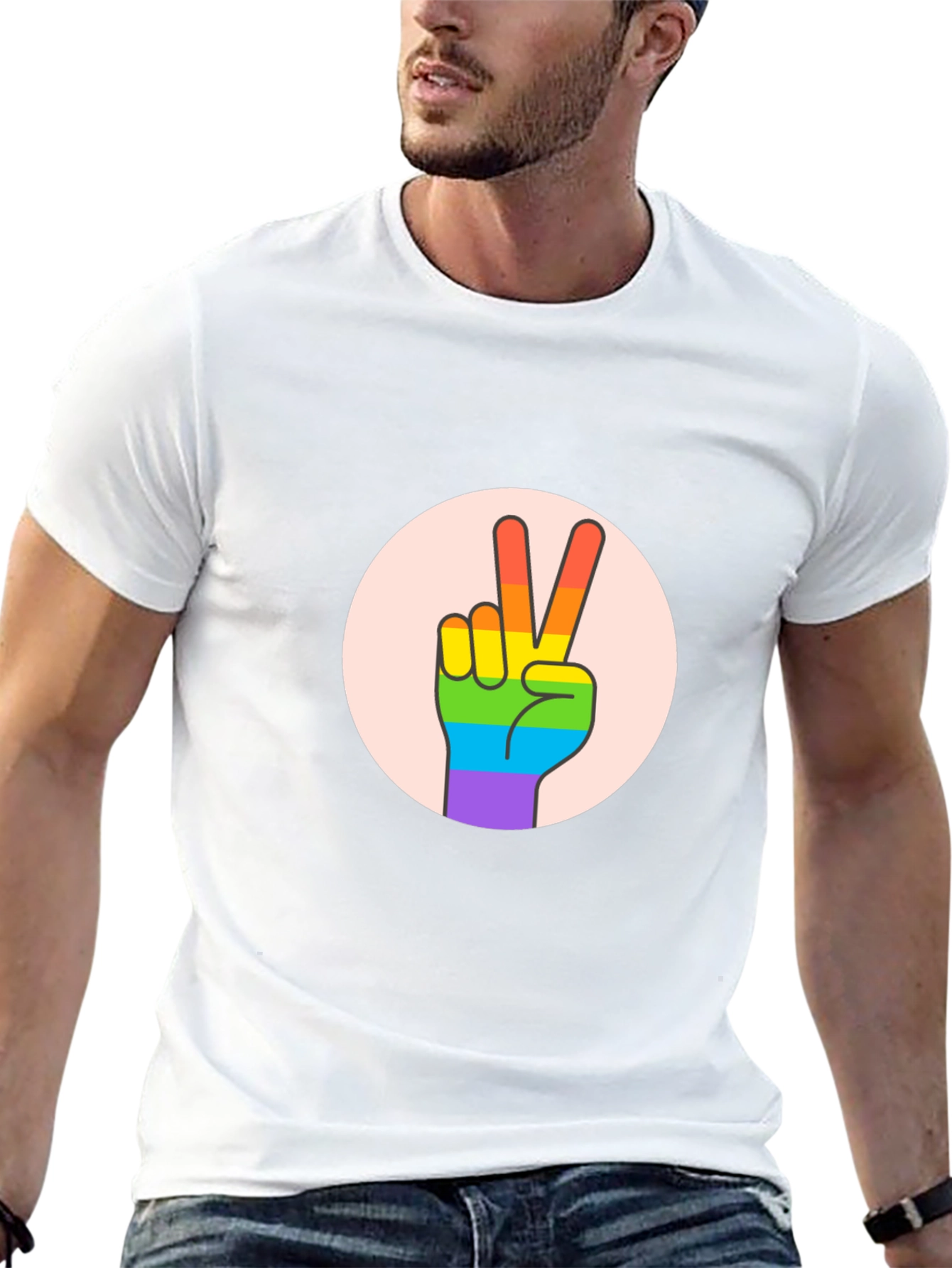Peace Sign Pride T-Shirt - Black Cotton Blend