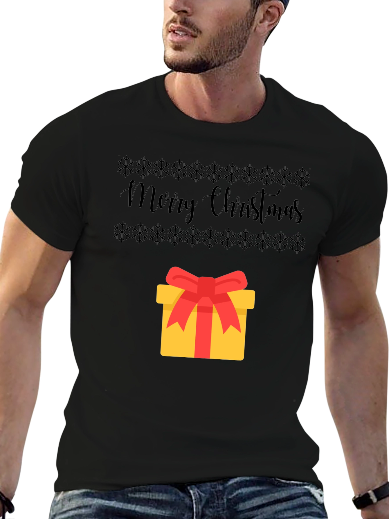 Festive Merry Christmas Gift Graphic Tee