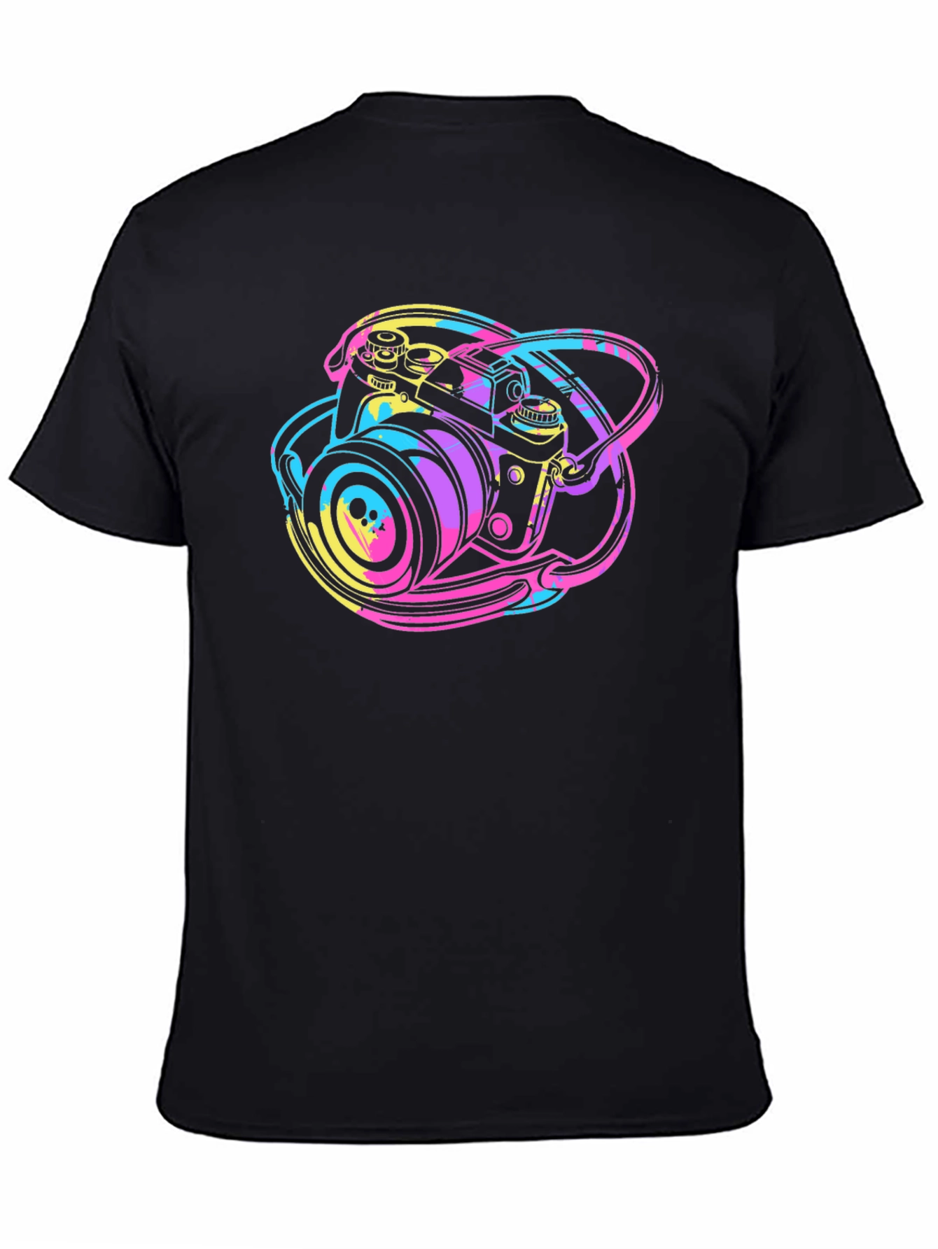 Retro Camera Graphic Tee - Black Cotton