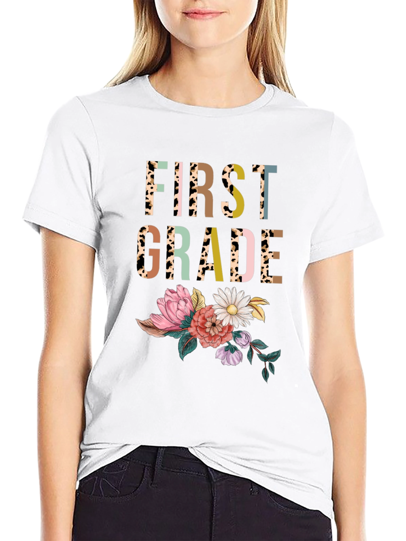First Grade Floral Teacher Shirt