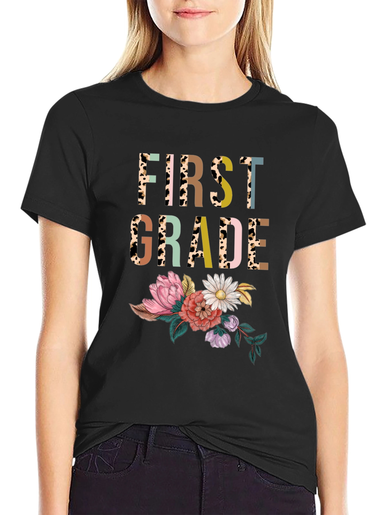First Grade Floral Teacher Shirt