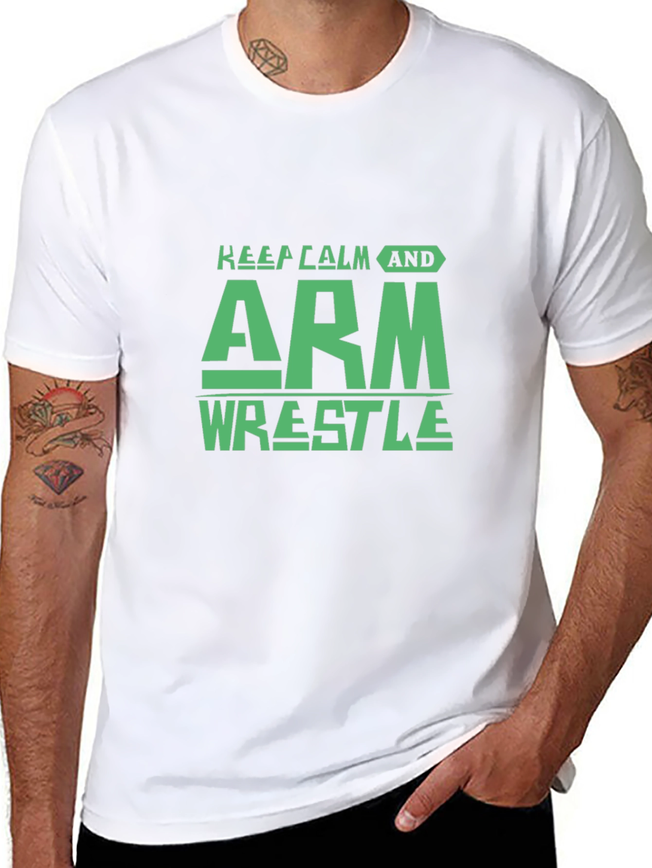 Keep Calm Arm Wrestle T-Shirt - Black Cotton Tee