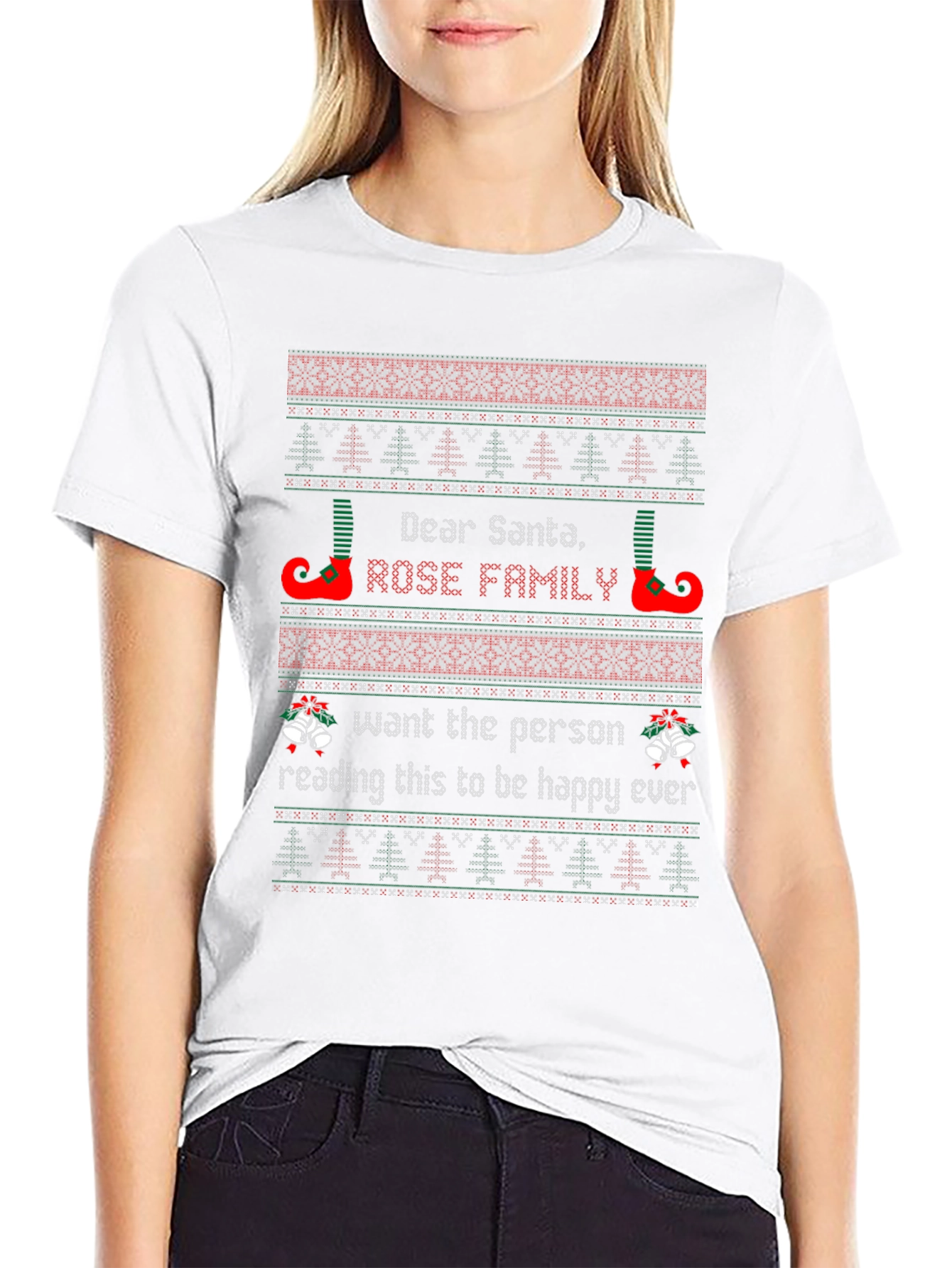 Dear Santa Rose Family Christmas T-Shirt Holiday Gift