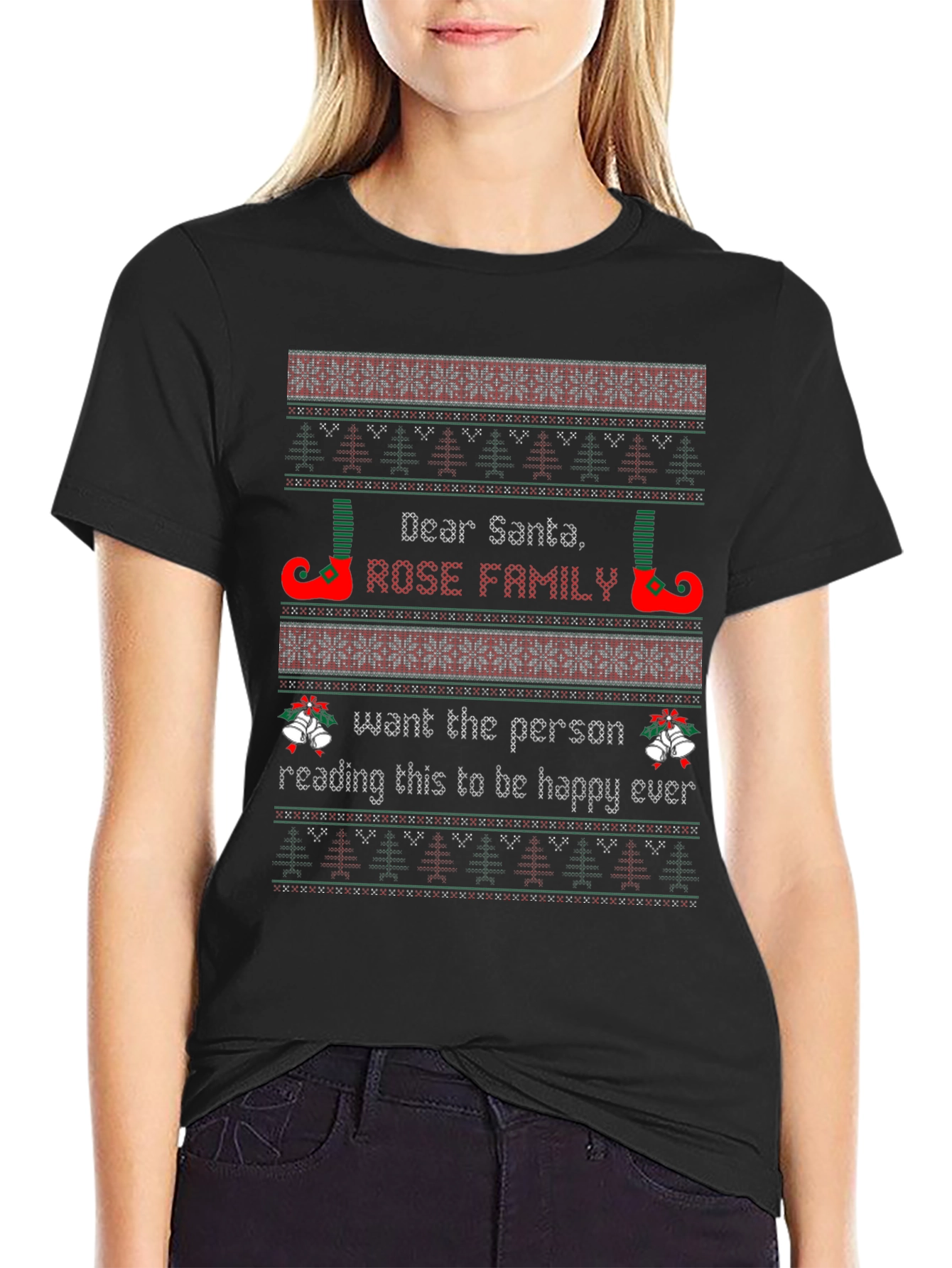 Dear Santa Rose Family Christmas T-Shirt Holiday Gift