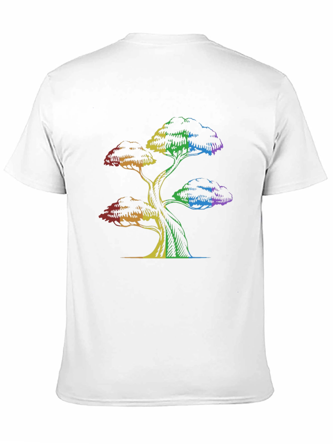 Rainbow Tree Graphic Tee - Black Cotton T-Shirt
