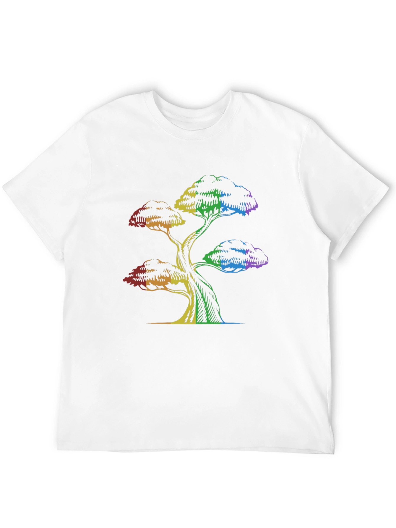 Rainbow Tree Graphic Tee - Black Cotton T-Shirt