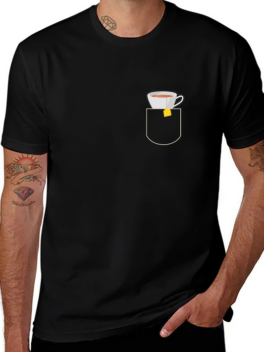 Tea Cup in Pocket Graphic T-Shirt - Relaxed Fit