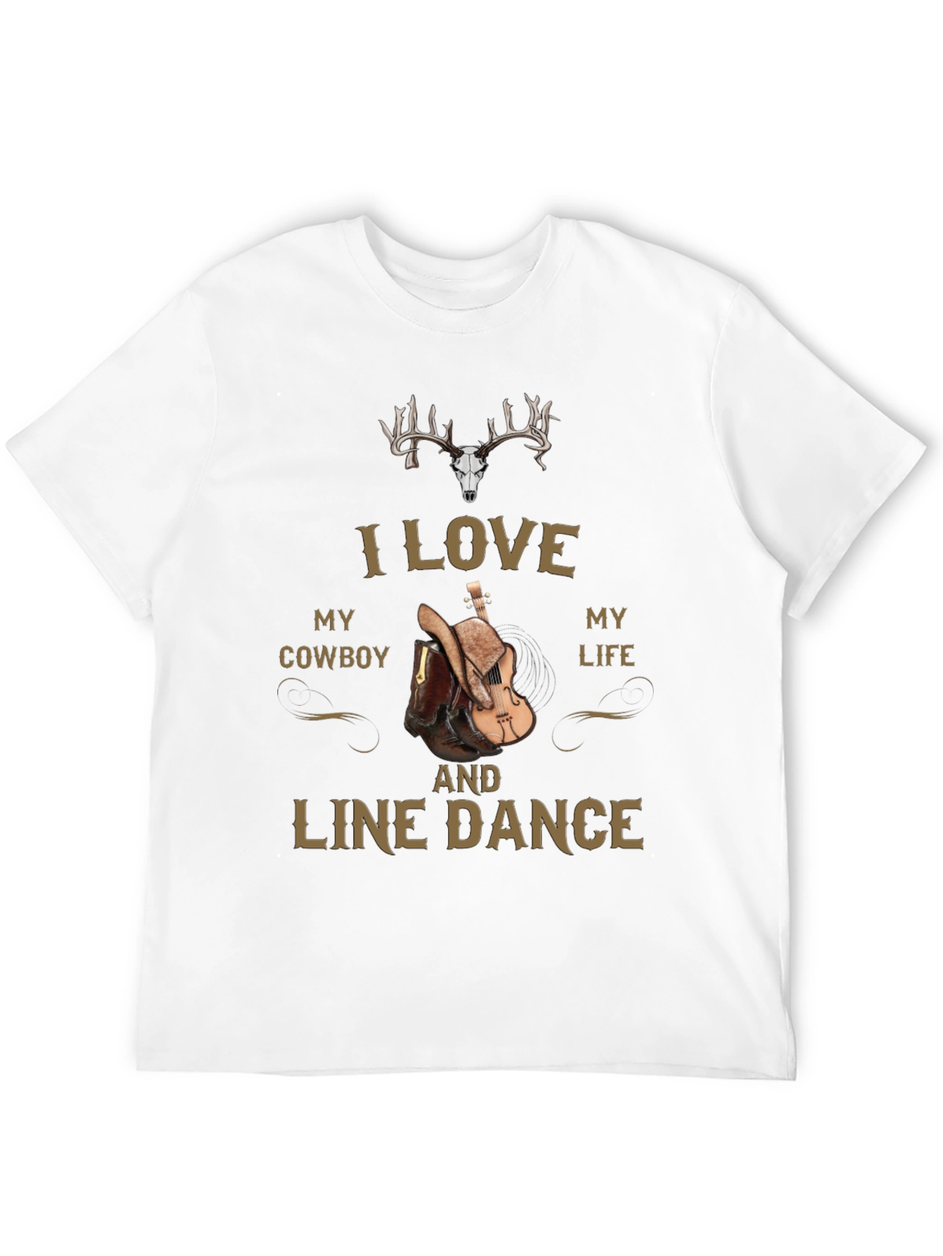 I Love My Cowboy and Line Dance Graphic Tee