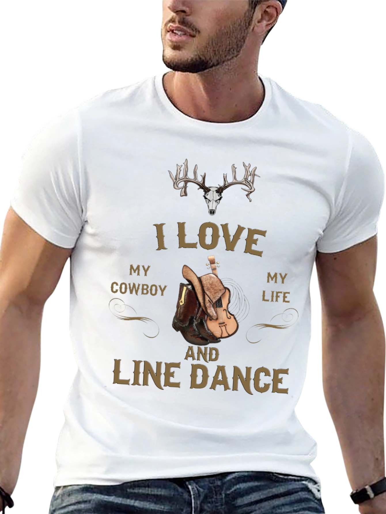 I Love My Cowboy and Line Dance Graphic Tee