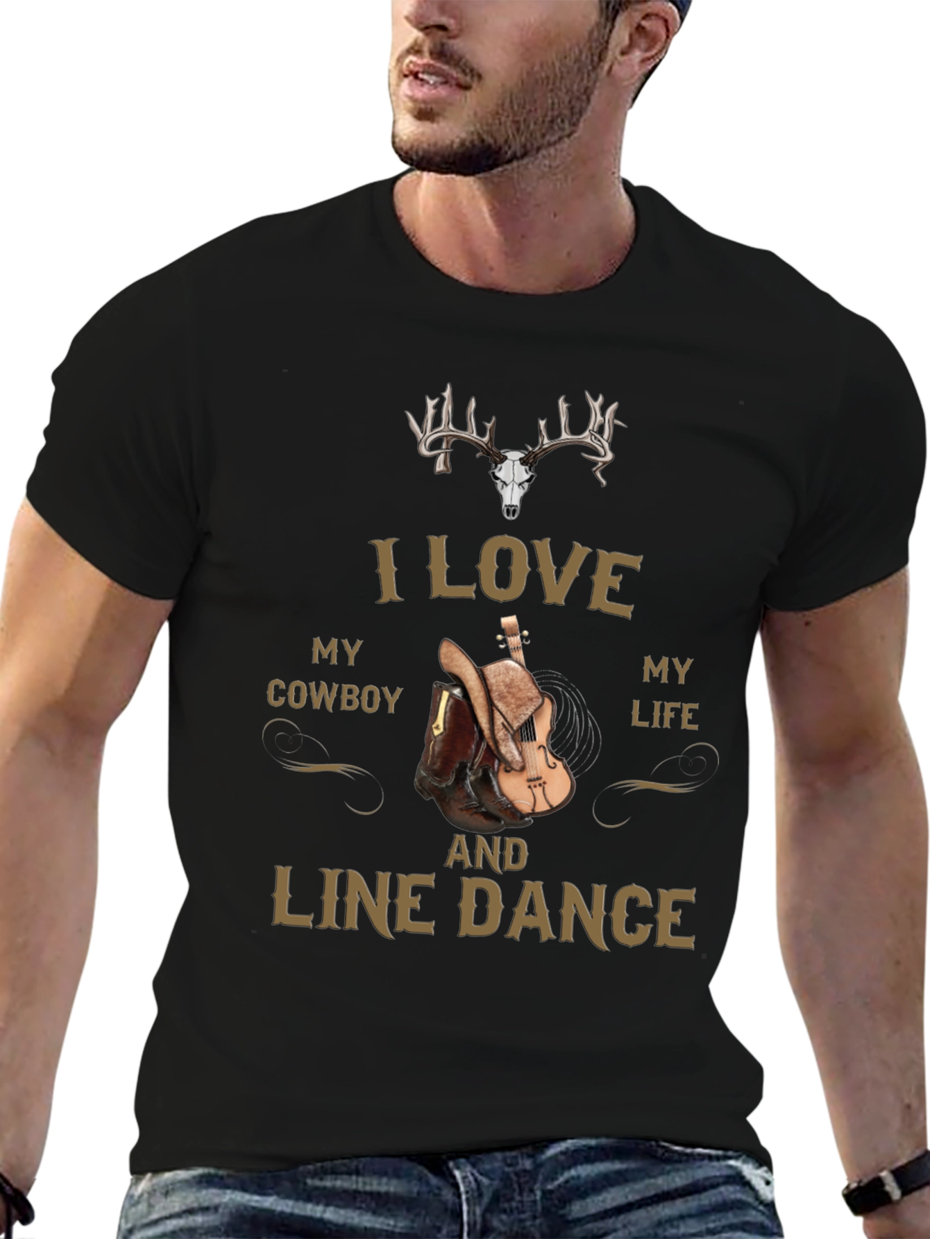 I Love My Cowboy and Line Dance Graphic Tee