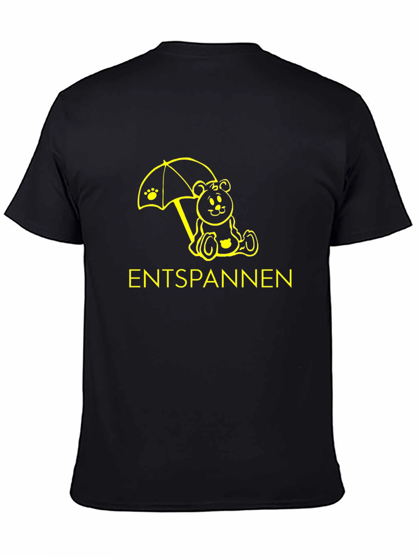 Entspannen Bear Under Umbrella Black Graphic T-Shirt