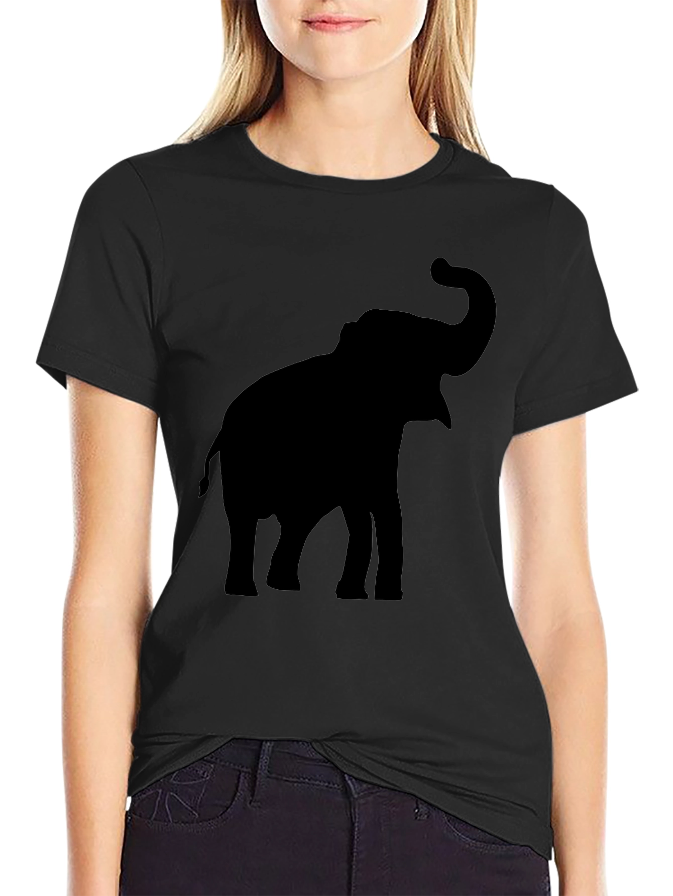 Elephant Silhouette Black T-Shirt