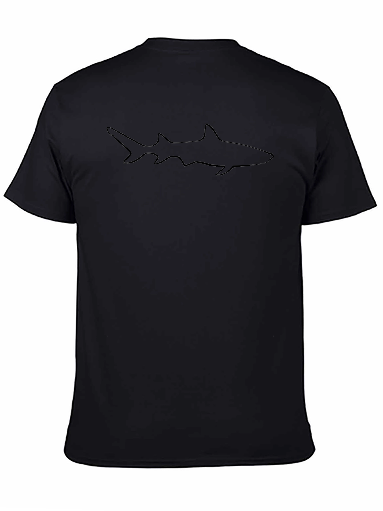 Shark Outline Black T-Shirt - Modern Casual Tee