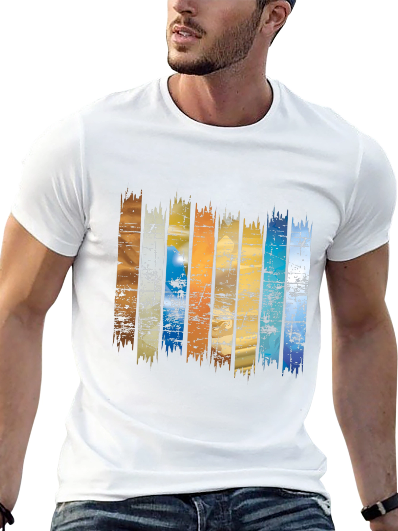 Retro Stripe Graphic Tee - Black