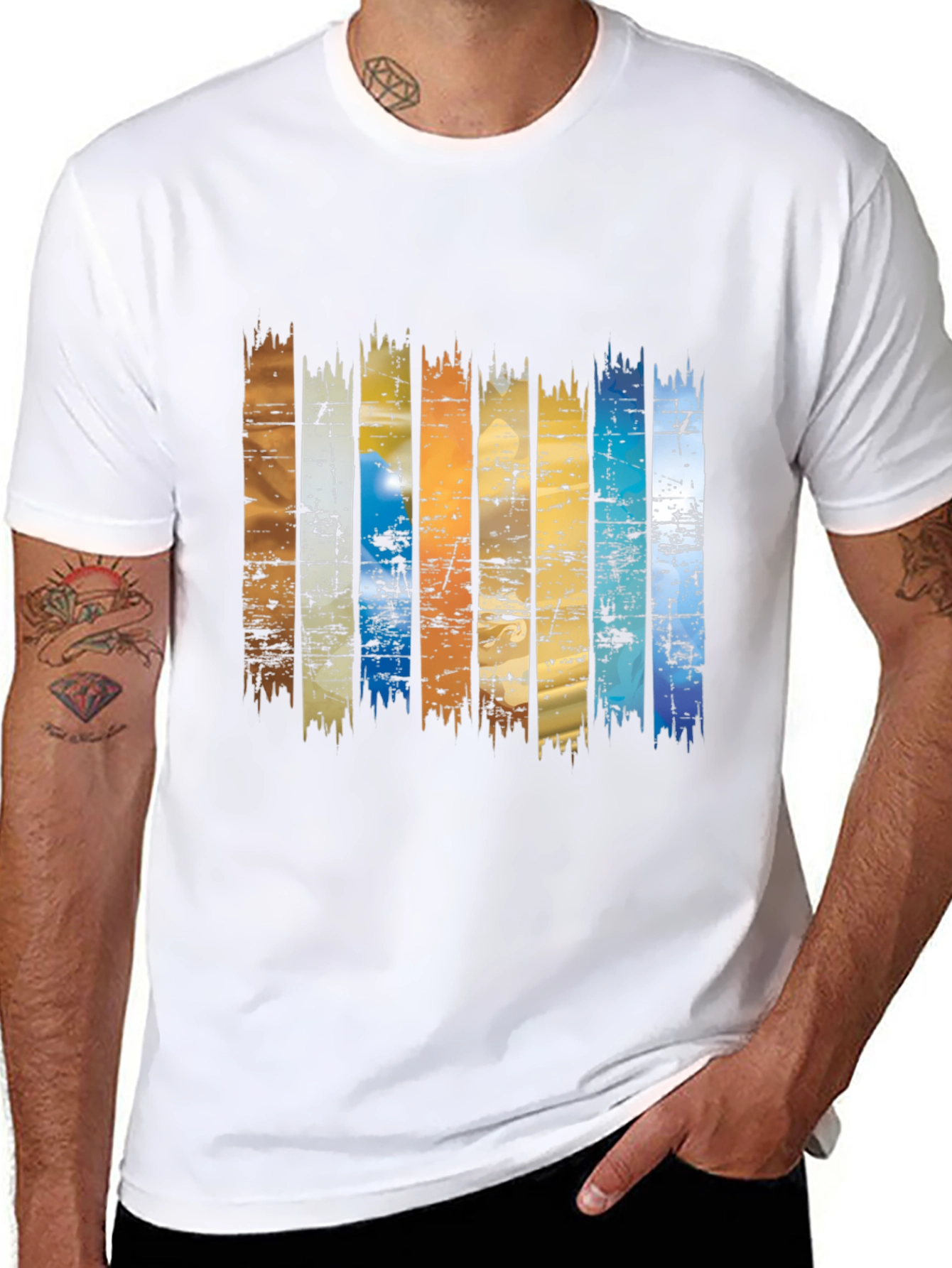 Retro Stripe Graphic Tee - Black