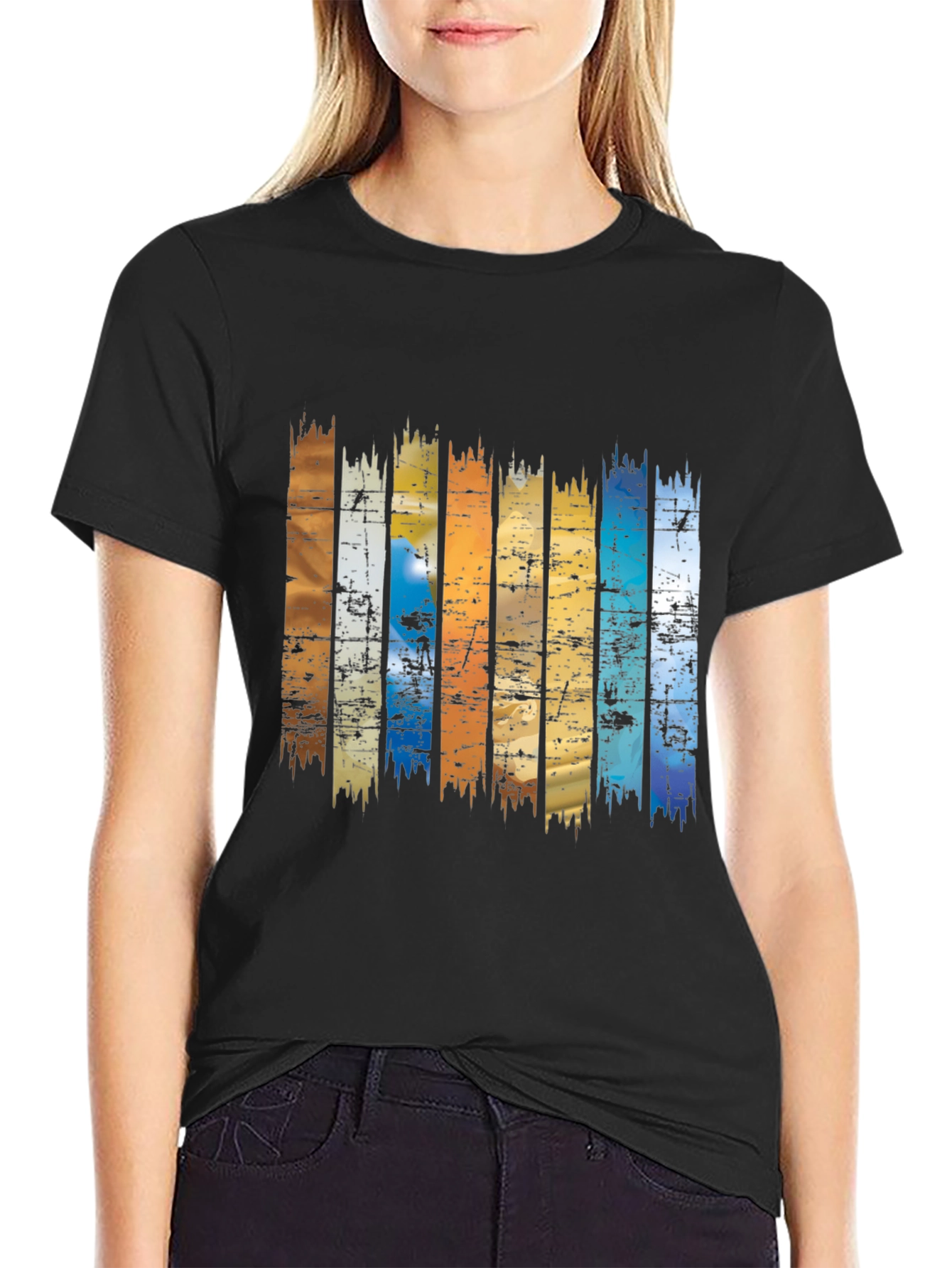 Retro Stripe Graphic Tee - Black