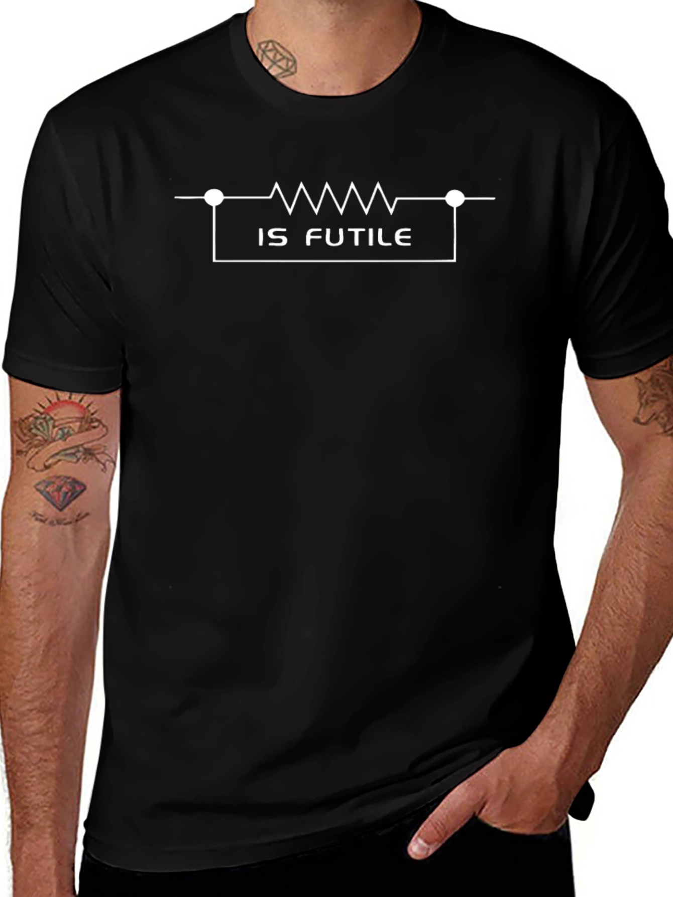 Resistance Is Futile Black Graphic T-Shirt