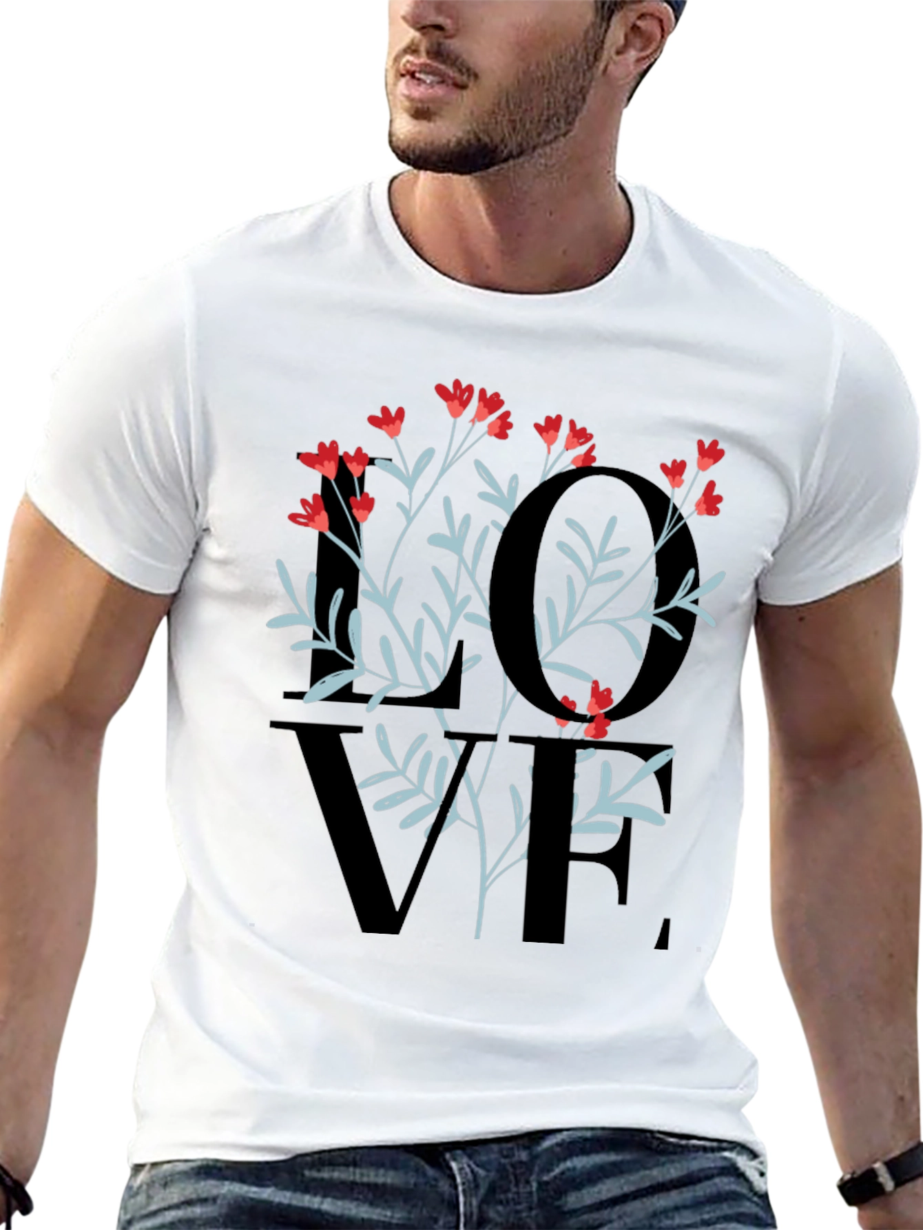 Floral LOVE Graphic Tee - Stylish Unisex Shirt