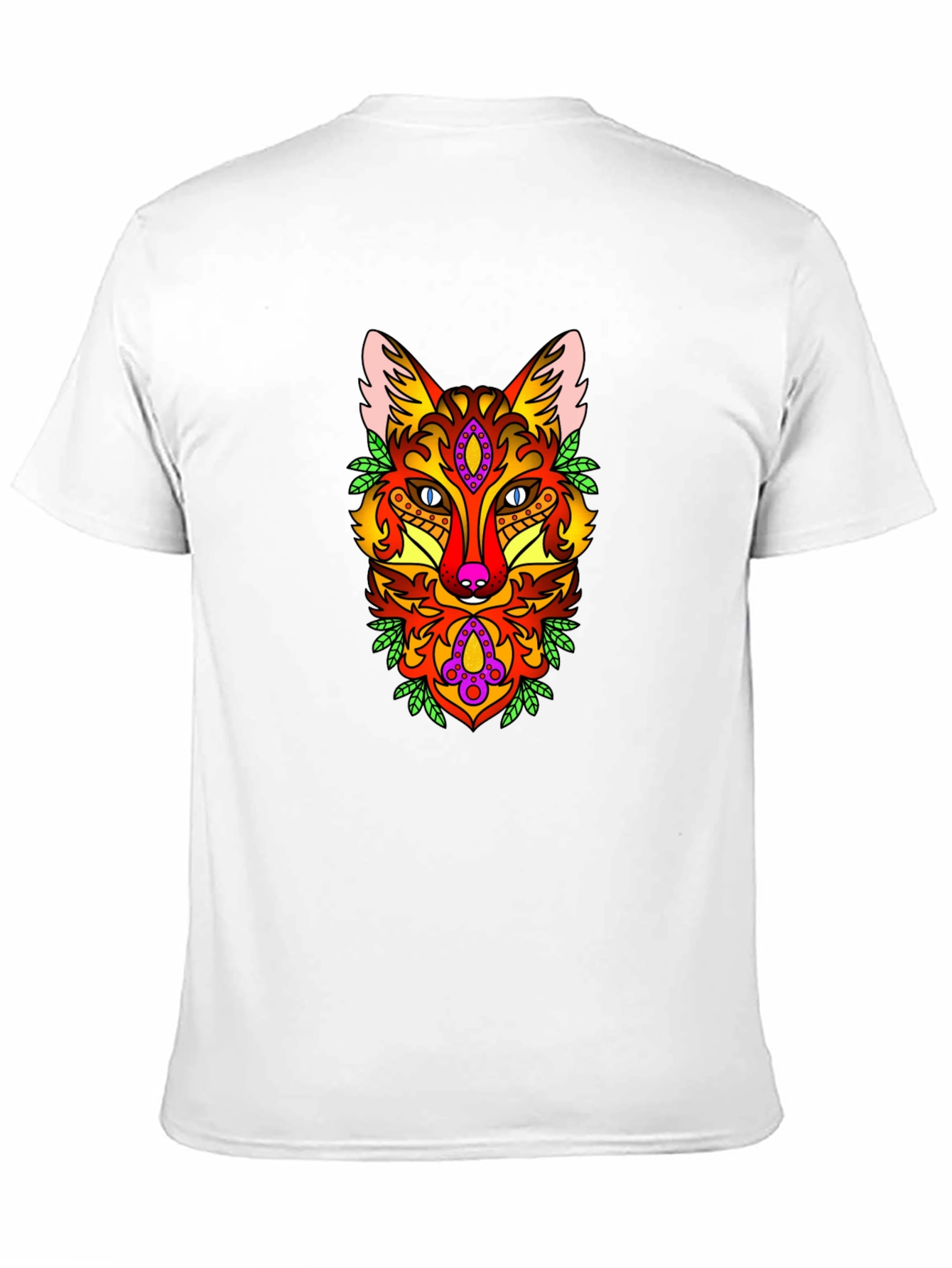 Psychedelic Fox Graphic Print Black T-Shirt