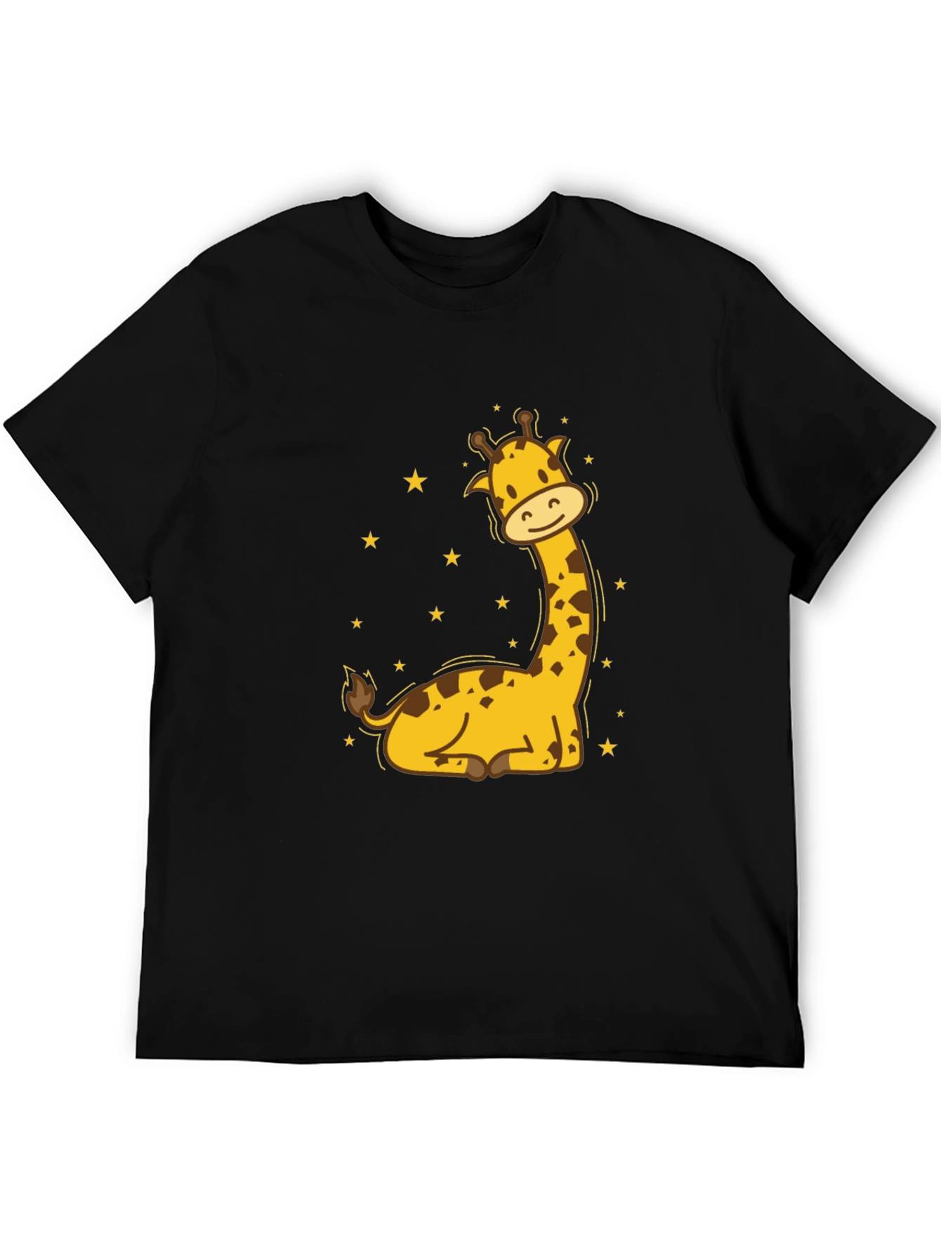 Cute Giraffe Graphic Tee - Mens Black T-Shirt