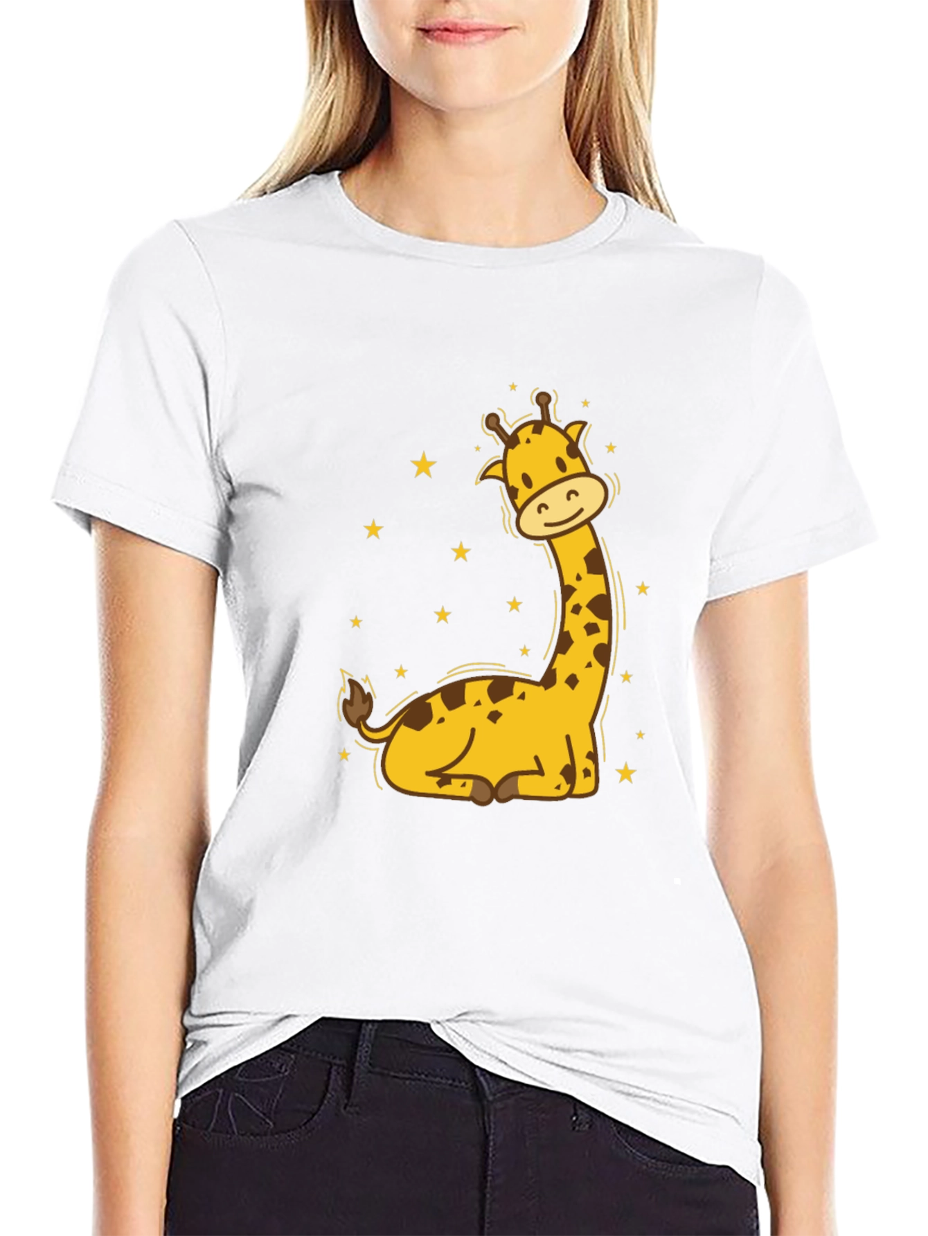 Cute Giraffe Graphic Tee - Mens Black T-Shirt