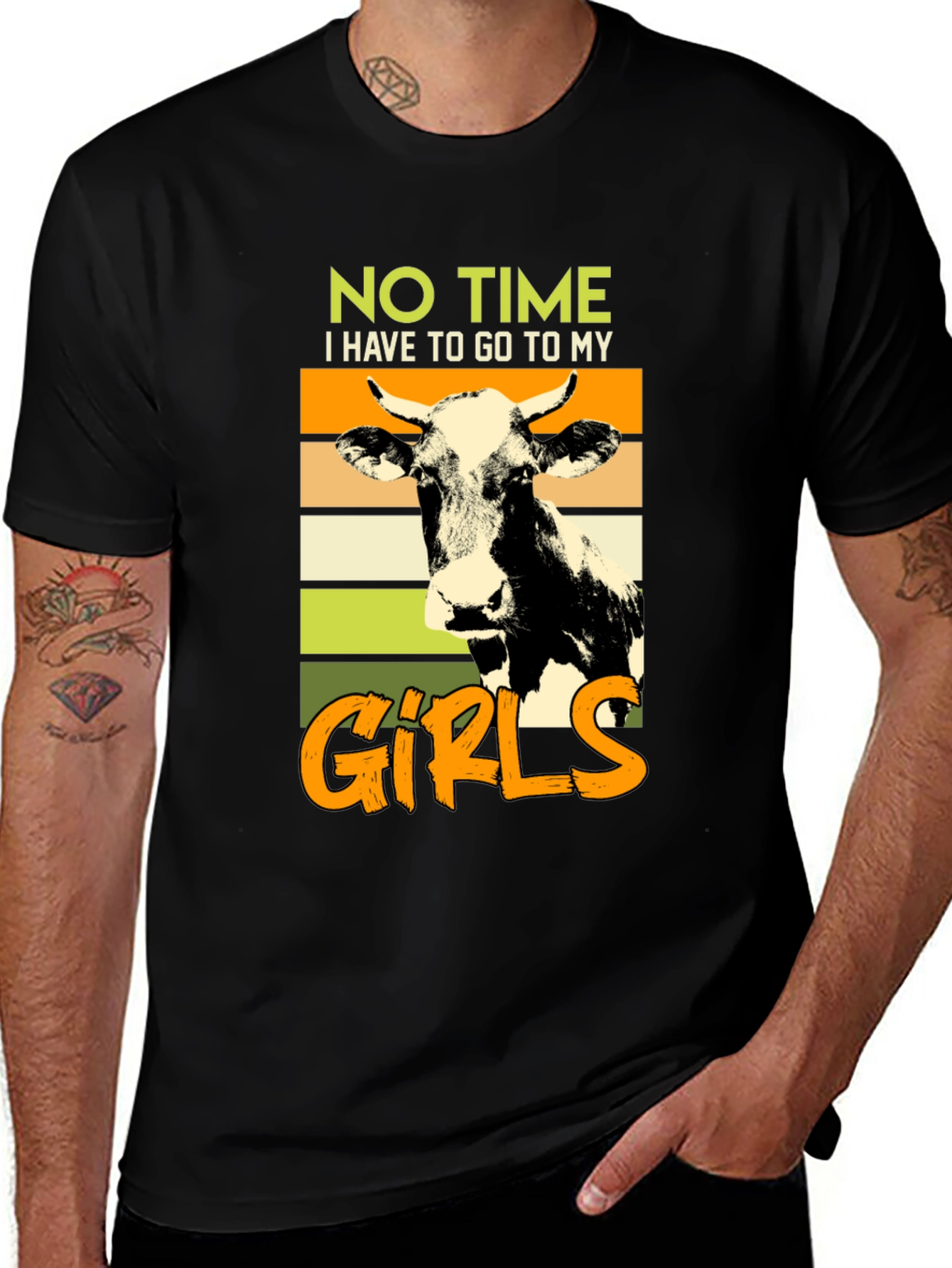 No Time Gotta See My Girls Cow Graphic Tee