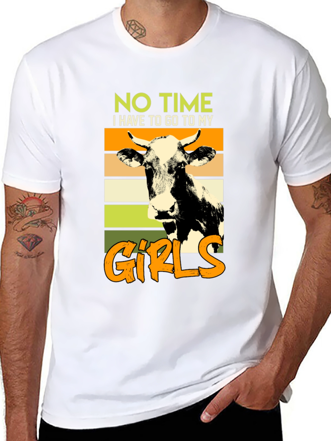 No Time Gotta See My Girls Cow Graphic Tee