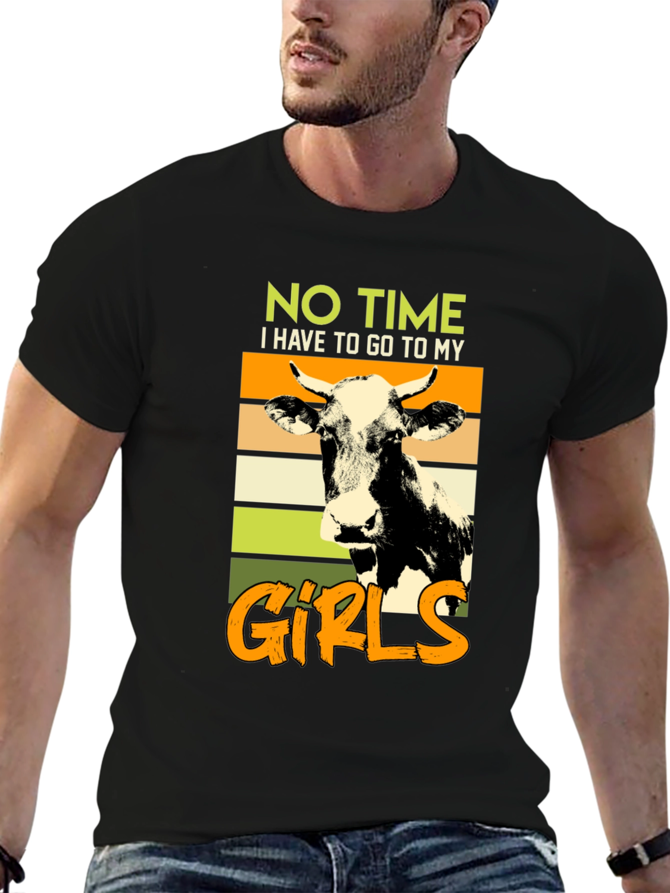No Time Gotta See My Girls Cow Graphic Tee