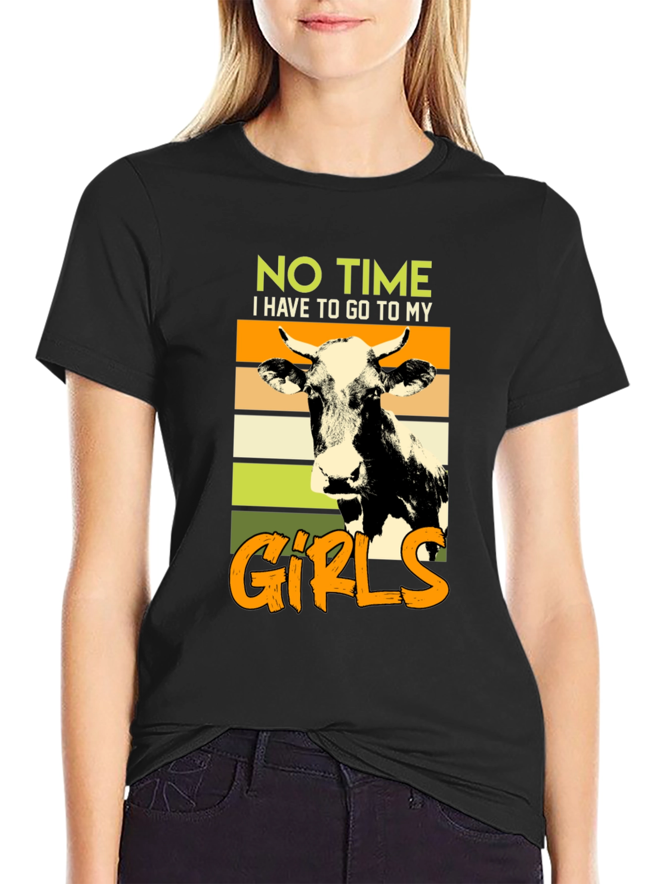 No Time Gotta See My Girls Cow Graphic Tee