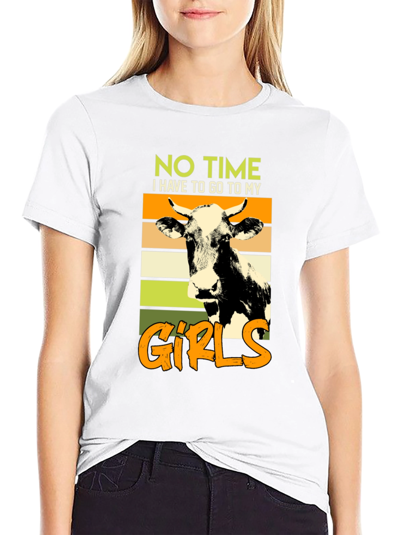 No Time Gotta See My Girls Cow Graphic Tee