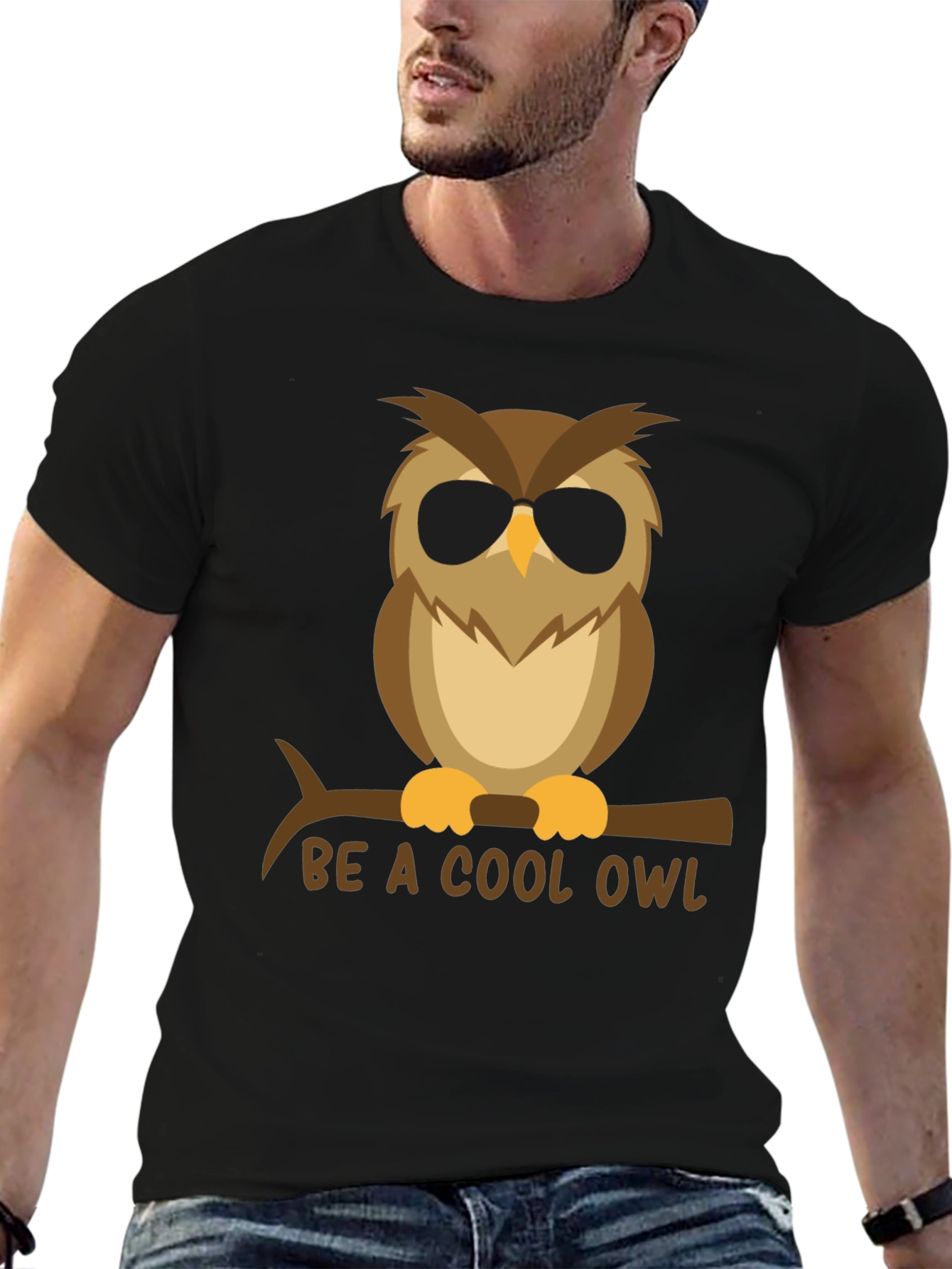 Cool Owl Graphic Tee - Black T-Shirt