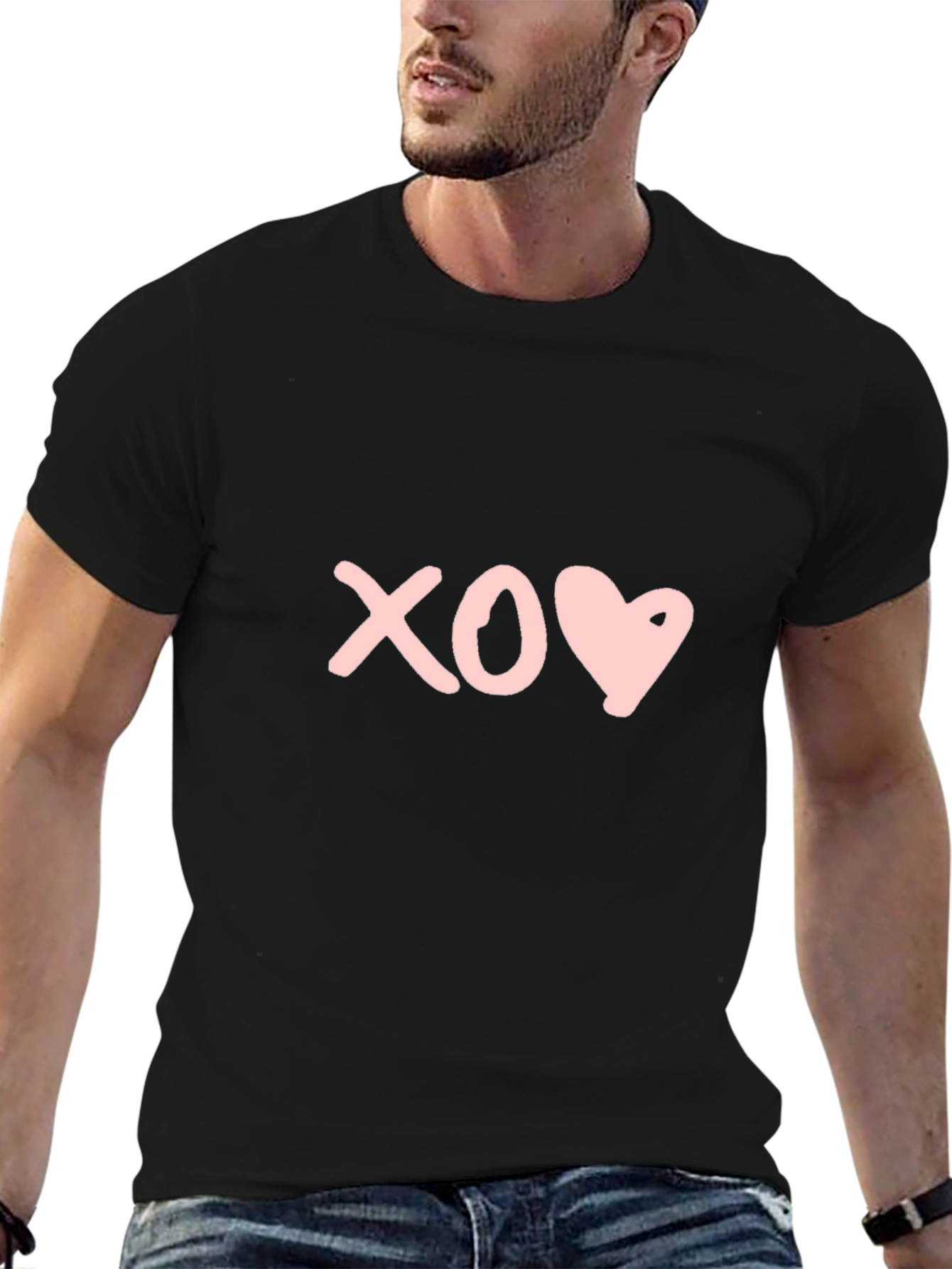 XO Heart Graphic Tee - Black Crew Neck T-Shirt