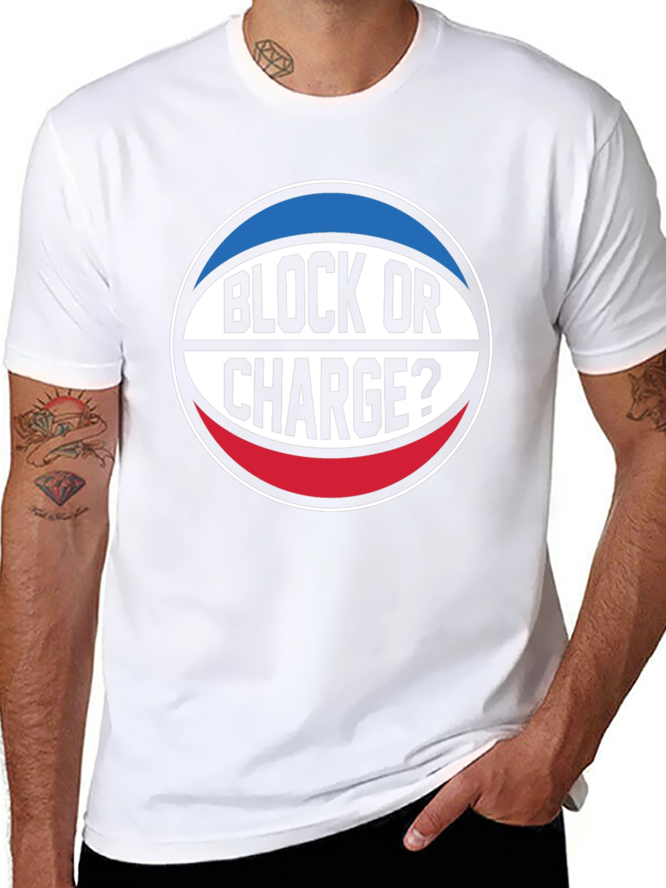Block or Charge? Basketball T-Shirt