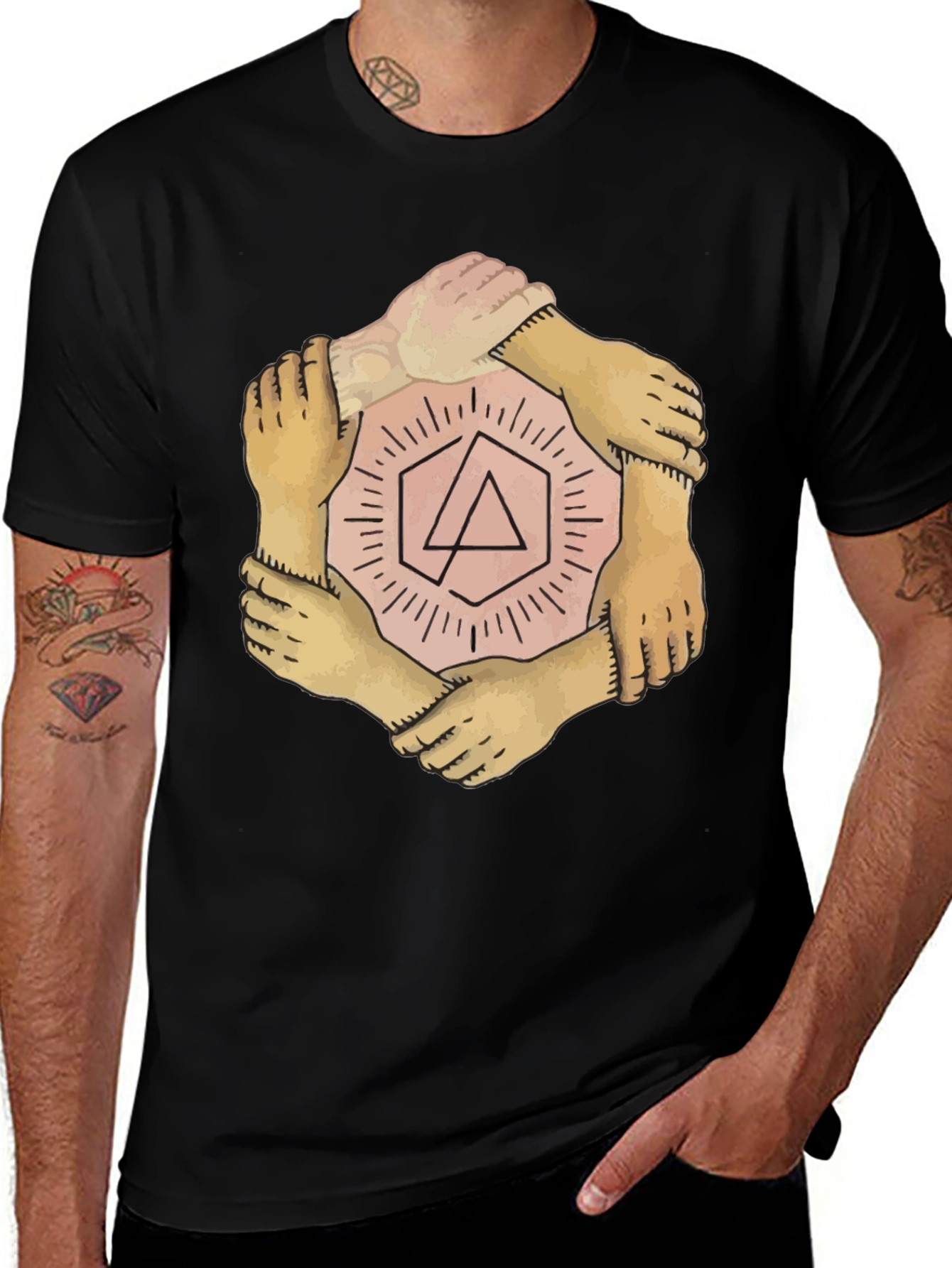 Unity Hands Graphic T-Shirt - Stylish Crew Neck Tee