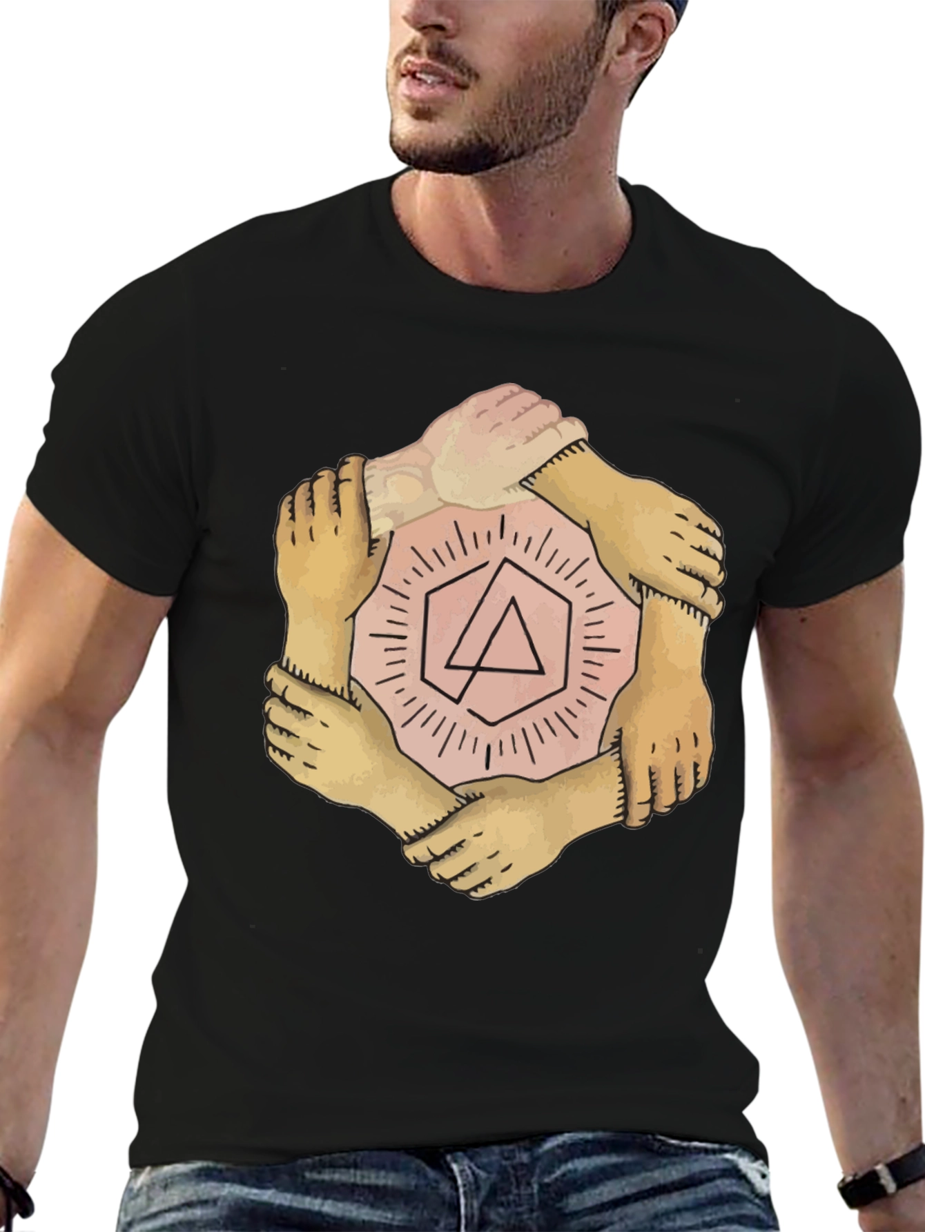 Unity Hands Graphic T-Shirt - Stylish Crew Neck Tee