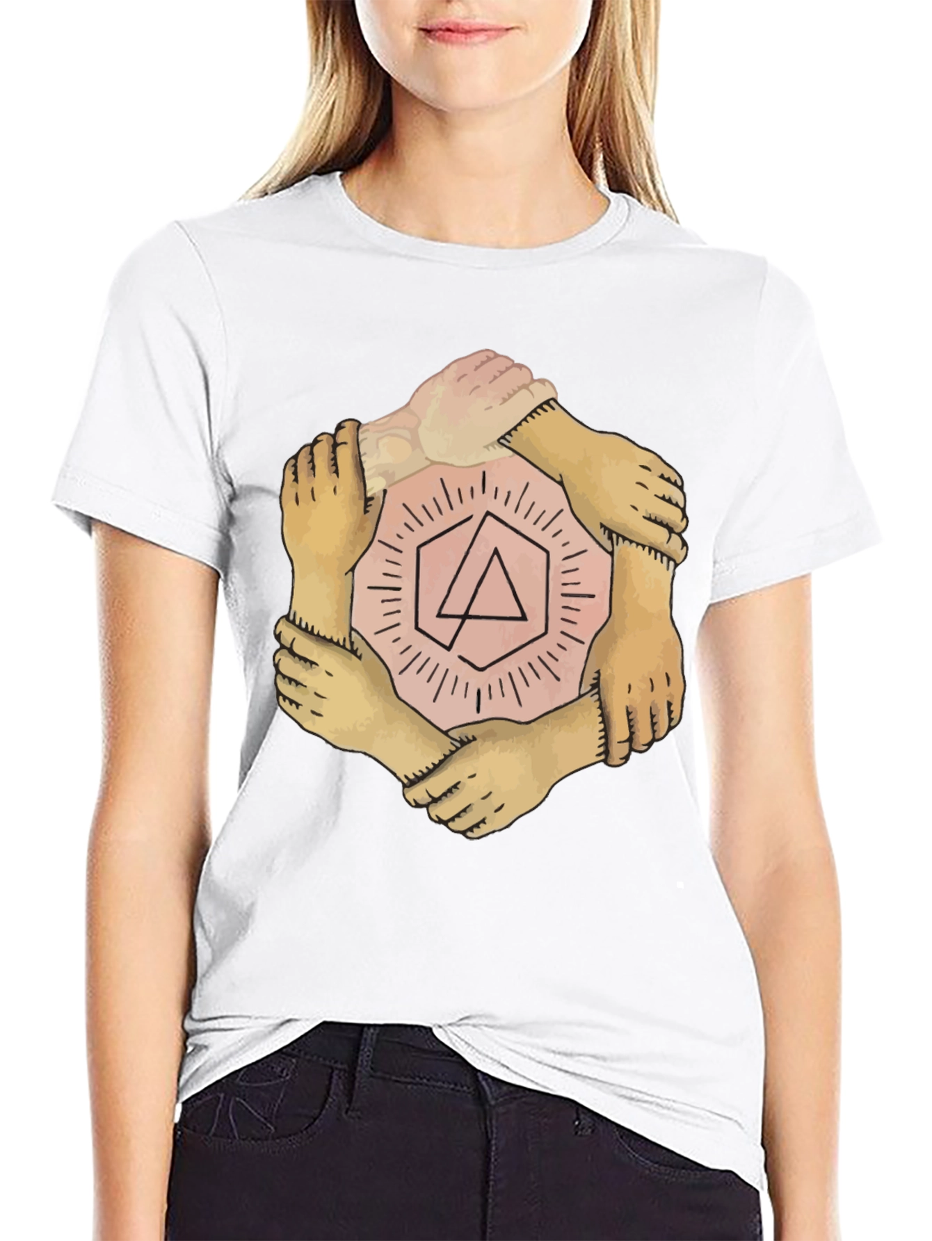 Unity Hands Graphic T-Shirt - Stylish Crew Neck Tee