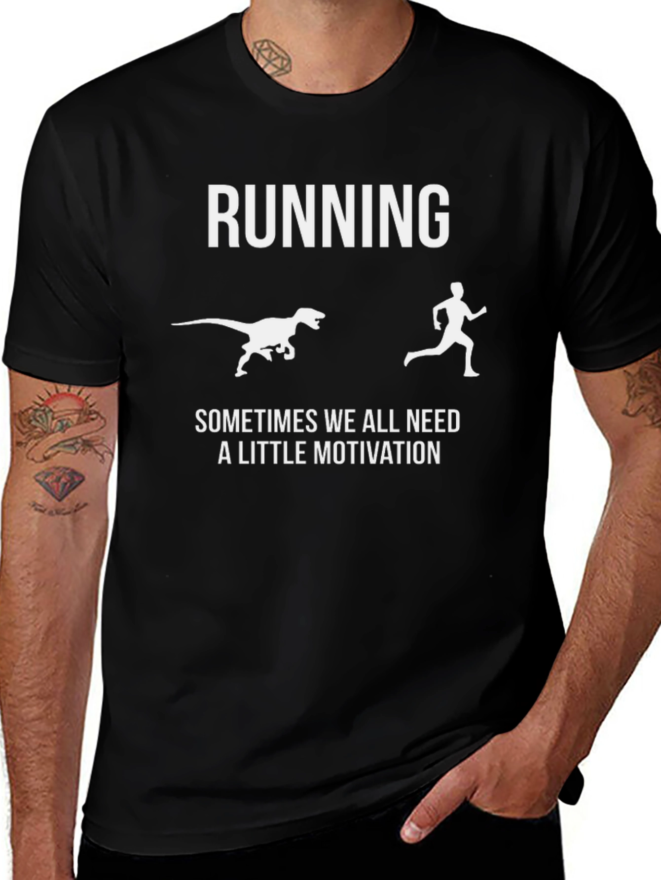 Running Dinosaur Chaser Funny T-Shirt