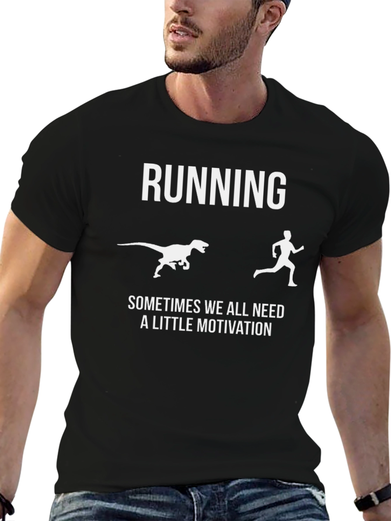 Running Dinosaur Chaser Funny T-Shirt