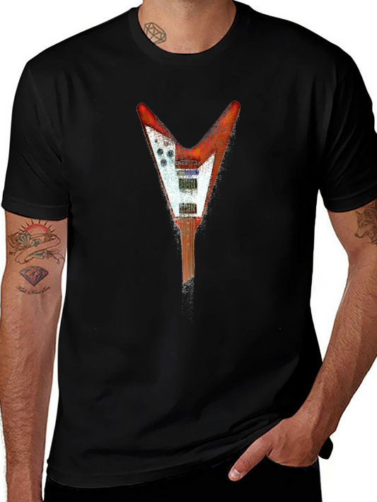 Flying V Guitar Graphic Tee - Rock Style